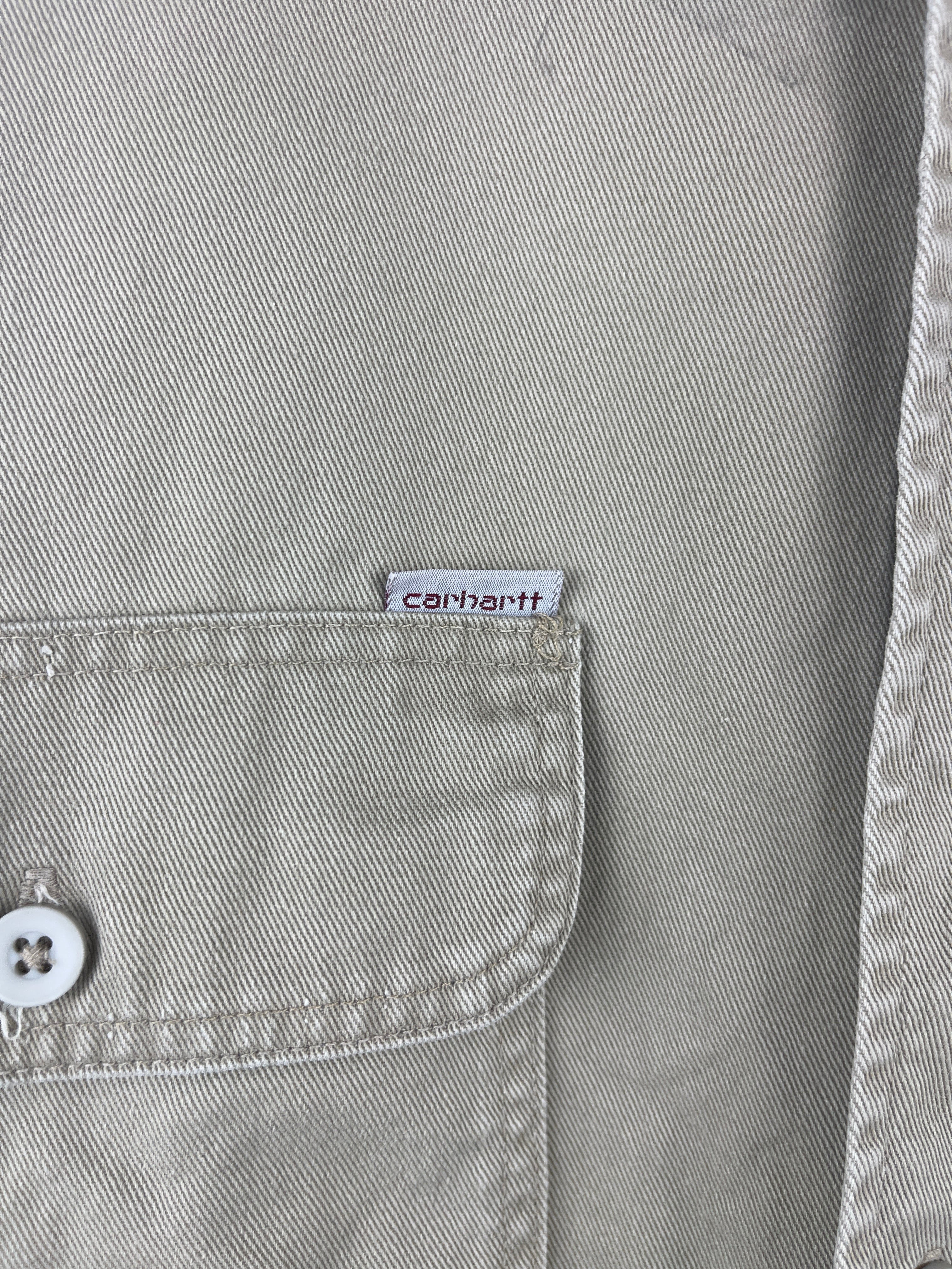 Vintage Carhartt Beige Long Sleeve Button Up Shirt