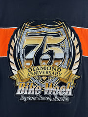 Vintage Bike Week Daytona Beach Embroidered Black & Orange Short Sleeve Button Up Shirt