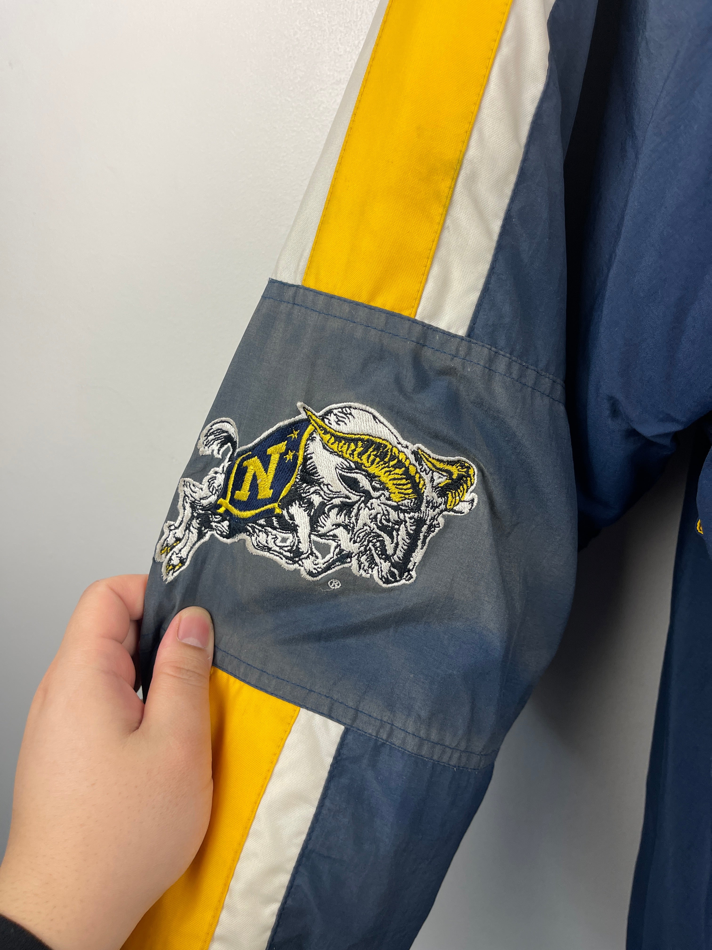 Vintage 90s Starter US Navy Rams Navy & Yellow Insulated Jacket