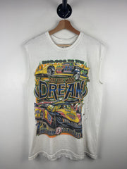 Vintage Dirt Racing Thrashed White Cut Off Tank Top