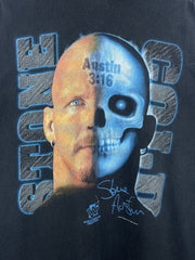Vintage 90s WWF Stone Cold Steve Austin Other Side Skull Faded Black Tee
