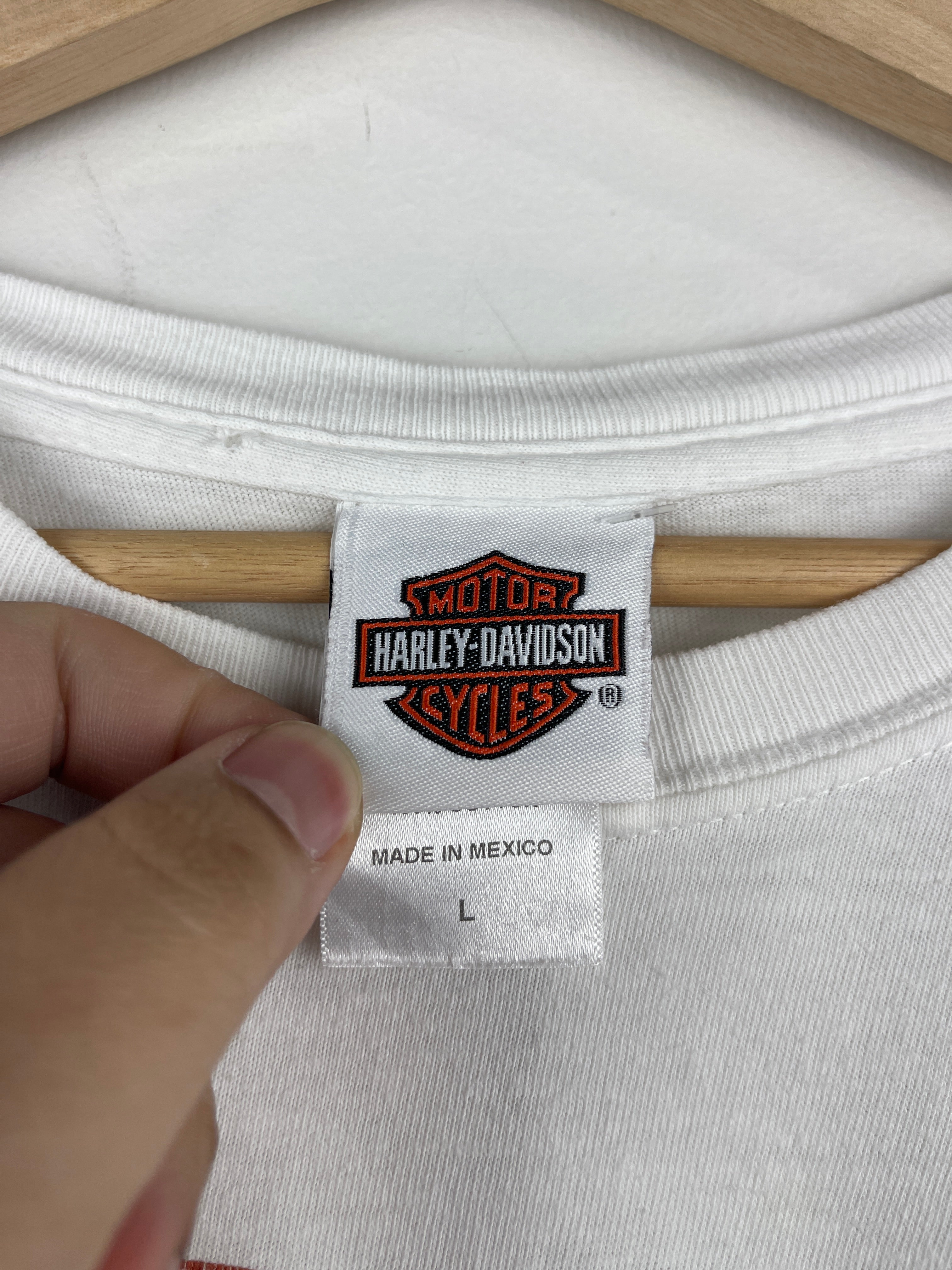 Vintage Harley Davidson Green Bay Wisconsin Thrashed White Long Sleeve