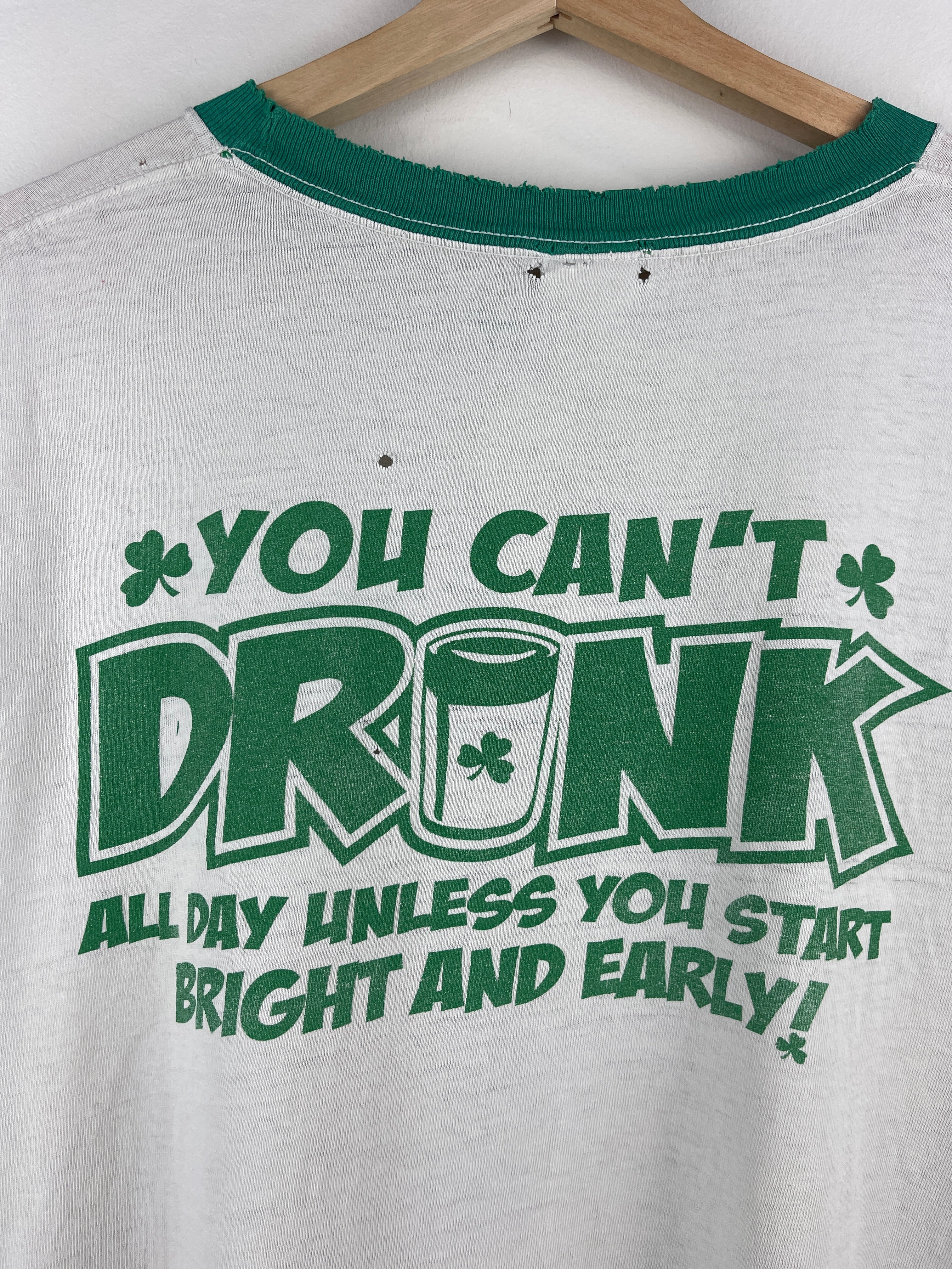 Vintage Bailey's Pub & Grille White & Green Ringer Tee