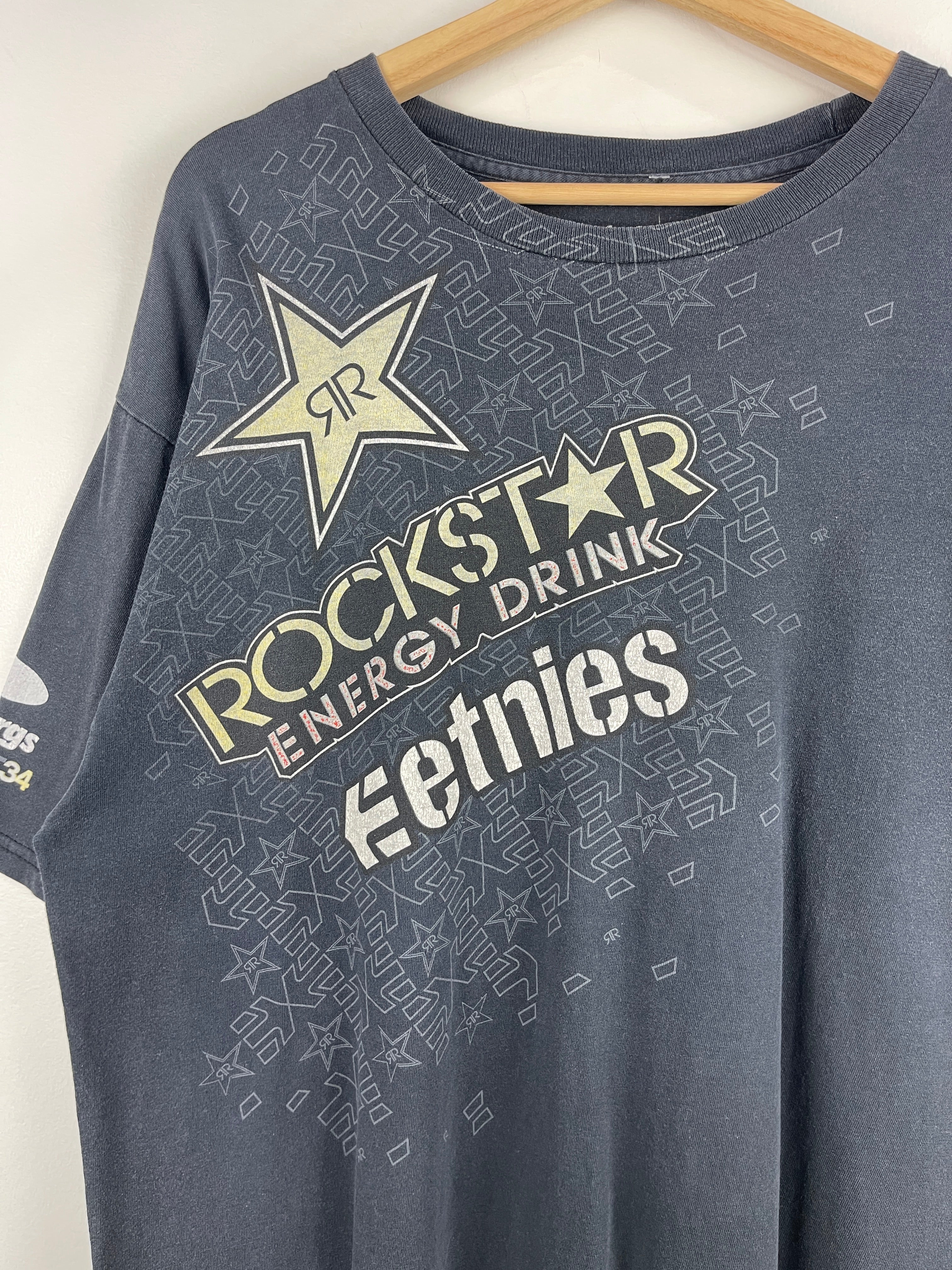 Vintage Etnies Skateboard Rockstar Energy Drink Black Tee