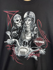 Vintage Harley Davidson Skull & Girl Tribal Black Tee
