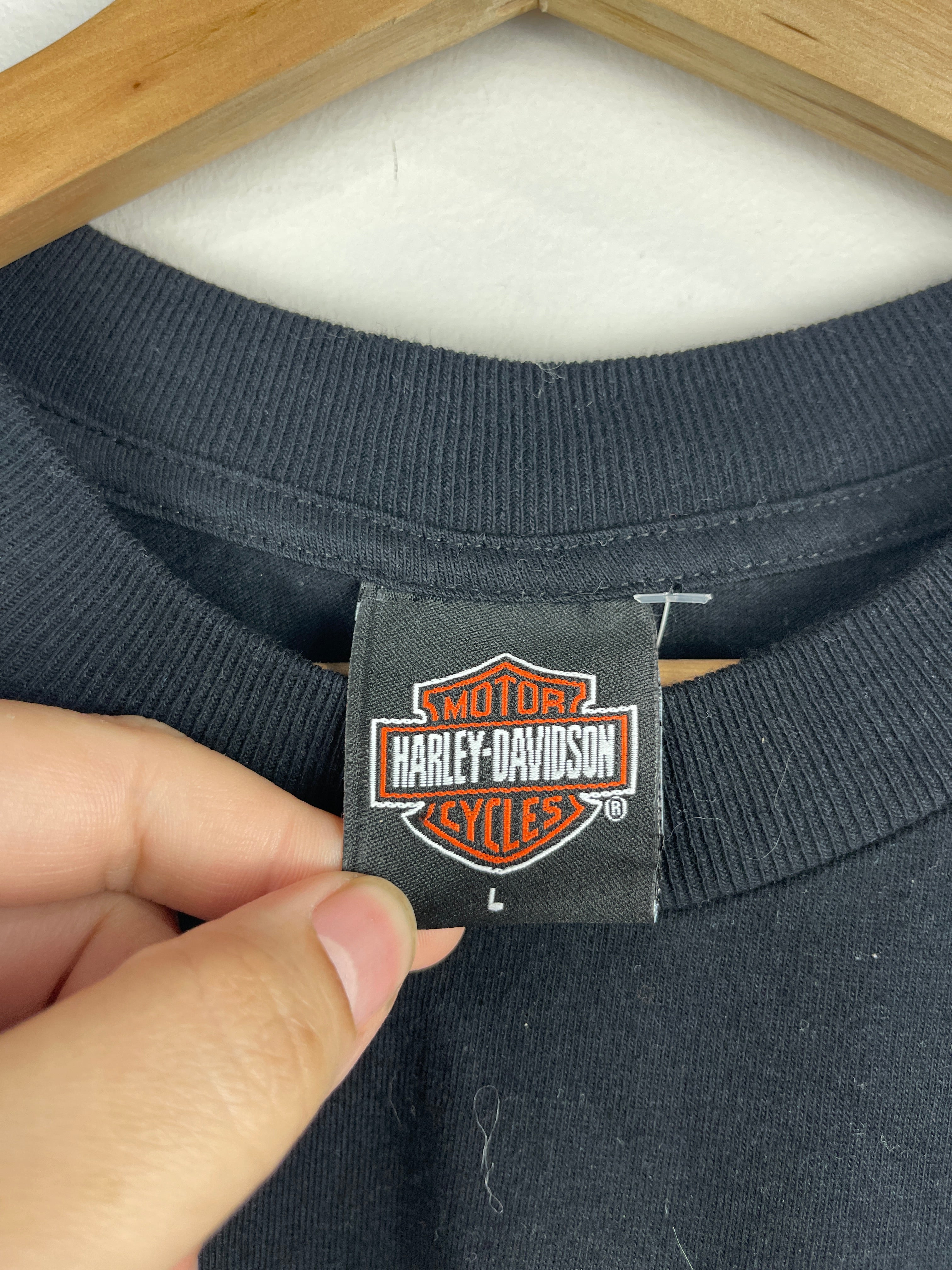 Vintage Harley Davidson Eagle New Bern North Carolina Black Tee