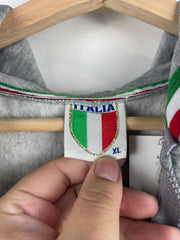Vintage Italy Italia Embroidered Grey Zip Up Hoodie
