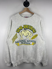 Vintage 90s Sumo Wrestling National Sport Festival Grey Crewneck