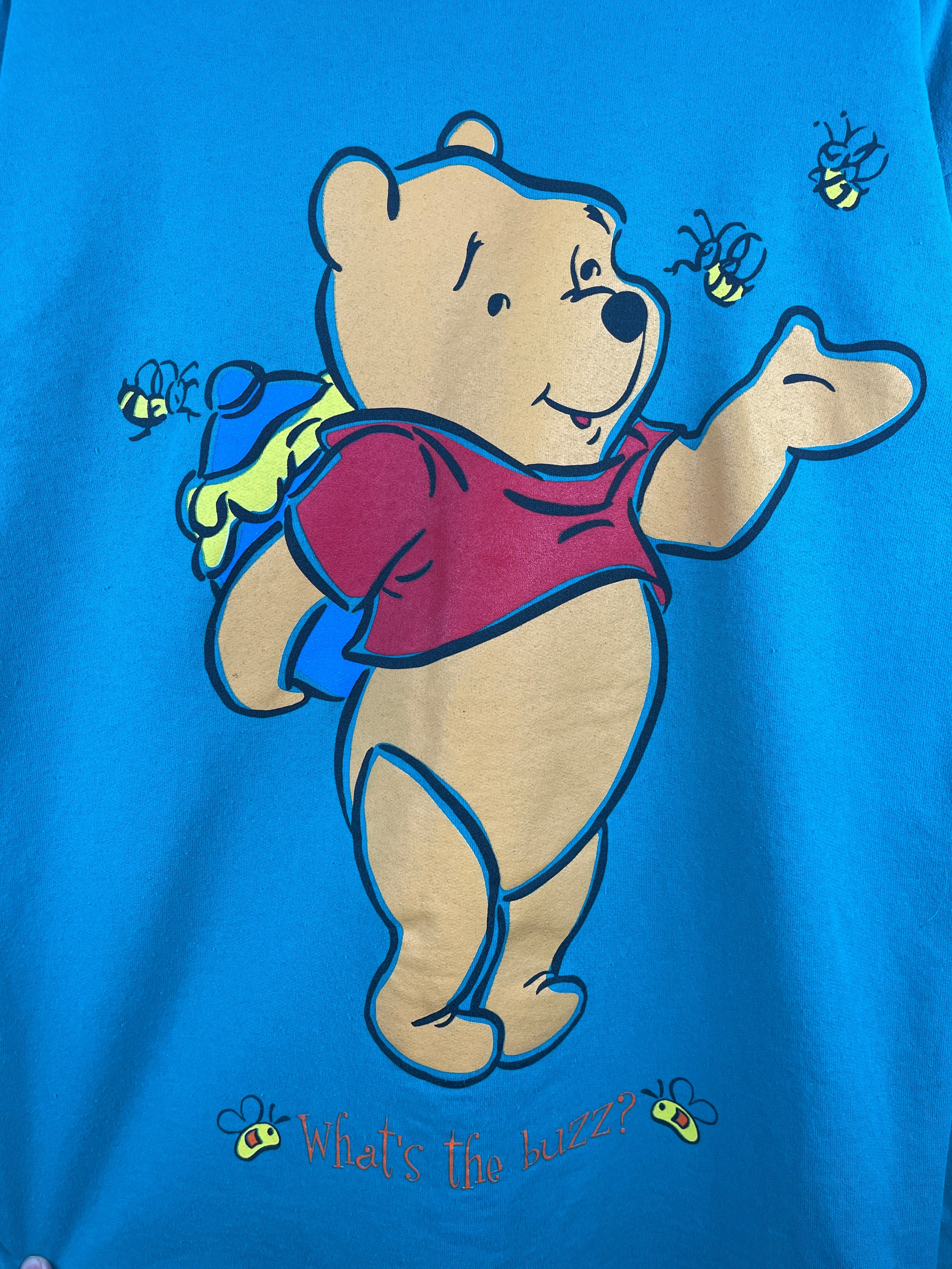 Vintage Disney Winnie The Pooh Whats The Buzz Teal Crewneck
