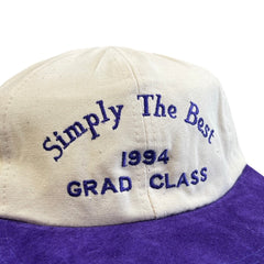 Vintage 90s Waterloo Wilfrid Laurier University Grad Class Cream Leather Strapback Hat