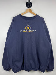 Vintage 90s West Virginia Mountaineers Embroidered Navy Crewneck