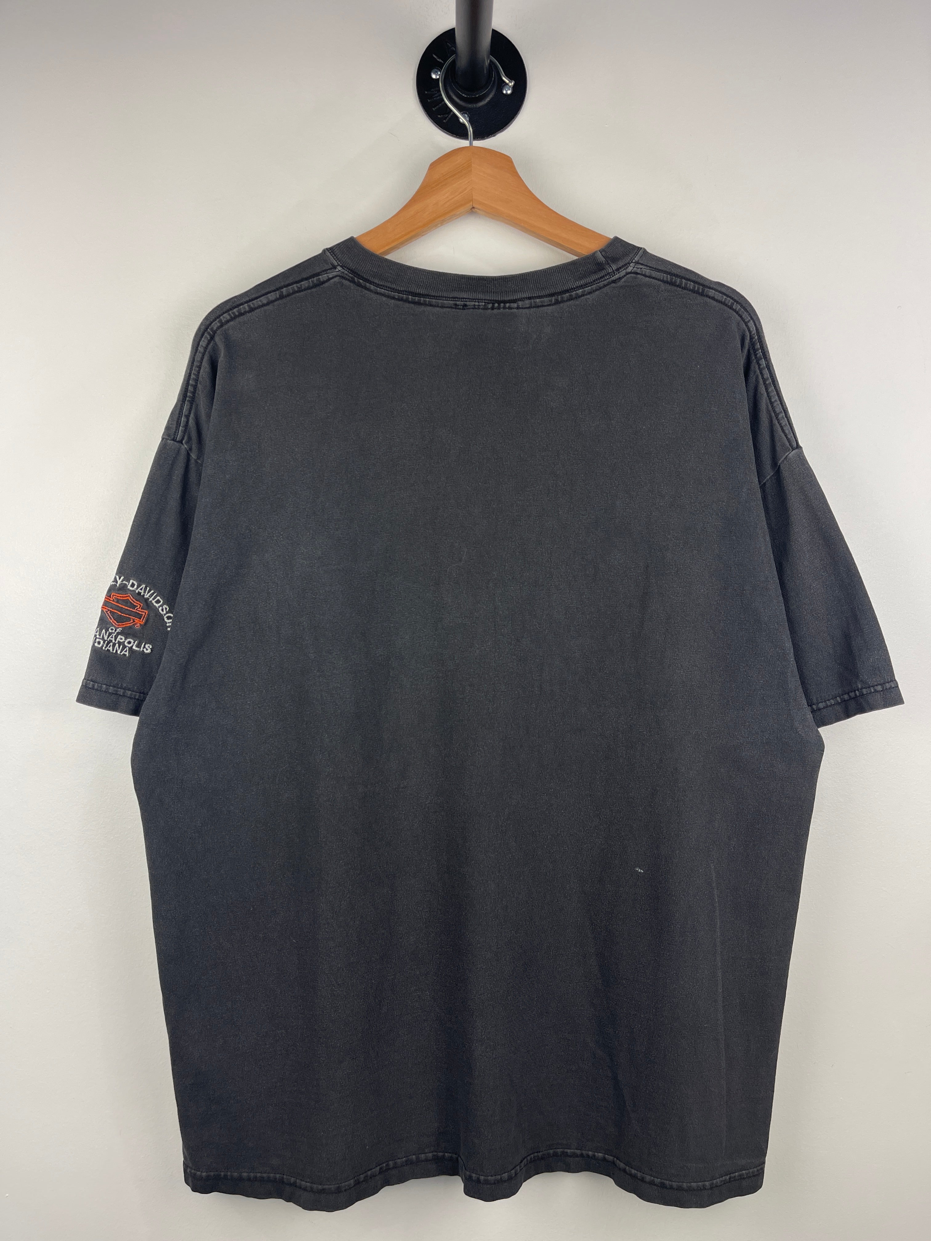 Vintage Harley Davidson Indianapolis Indiana Embroidered Black Tee