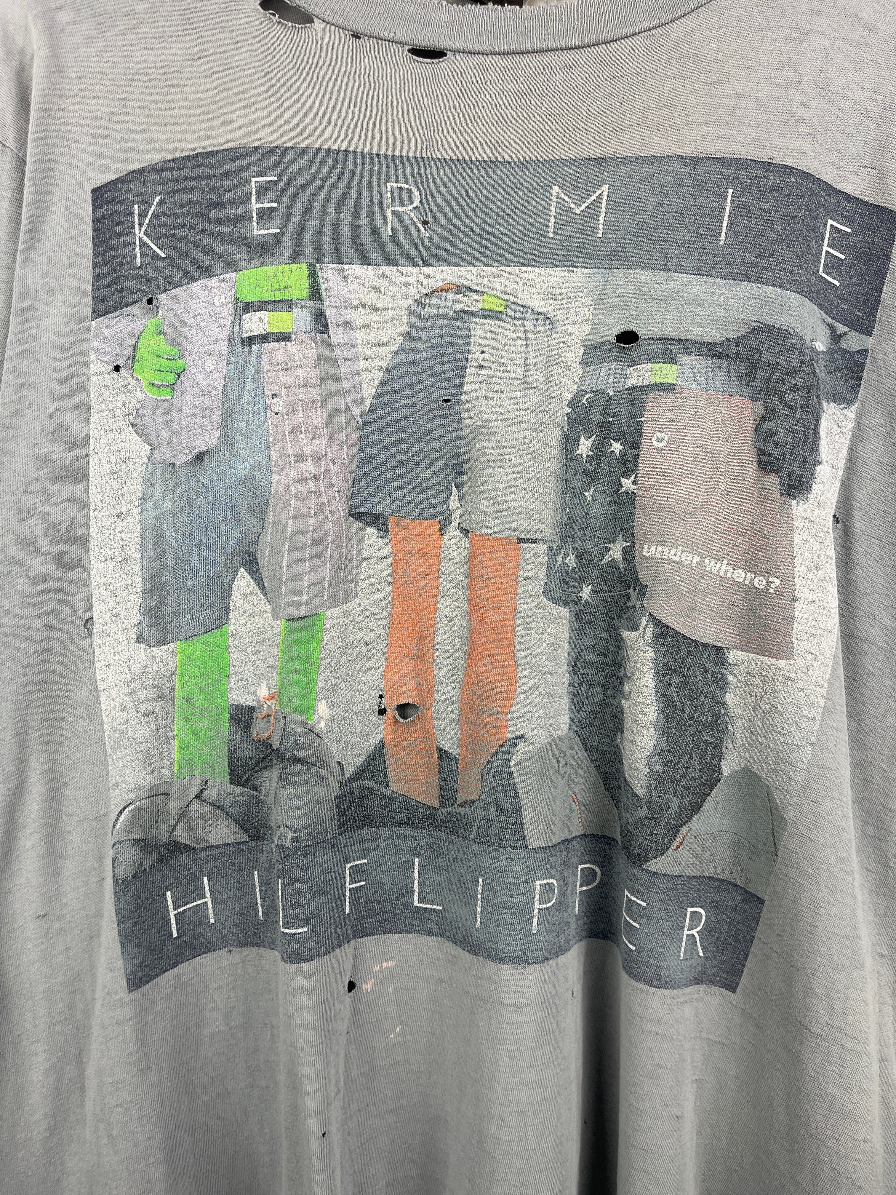 Vintage 90s The Muppets Kermie Hilflipper Thrashed Tee
