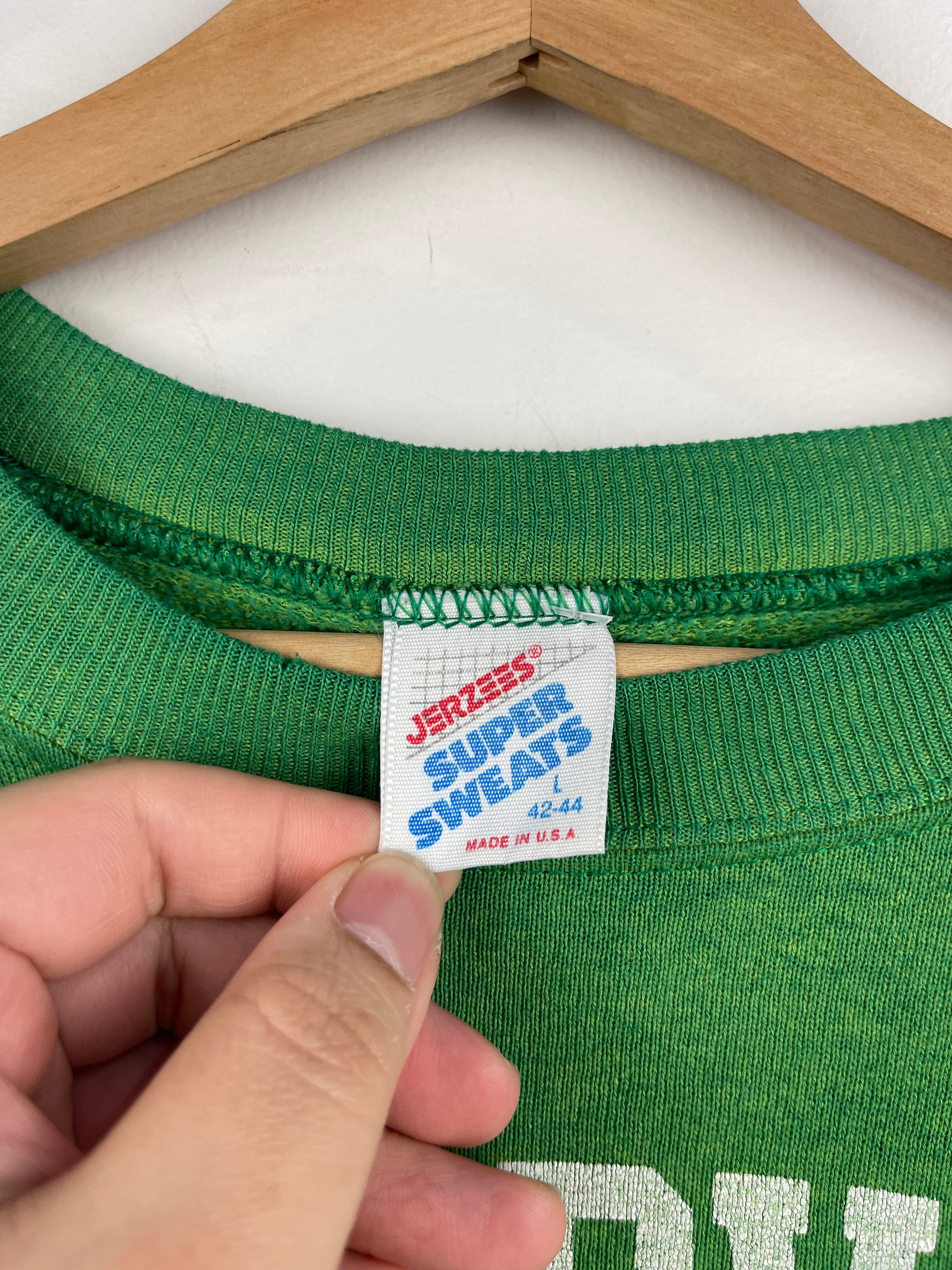 Vintage 90s Slippery Rock University Faded Green Crewneck