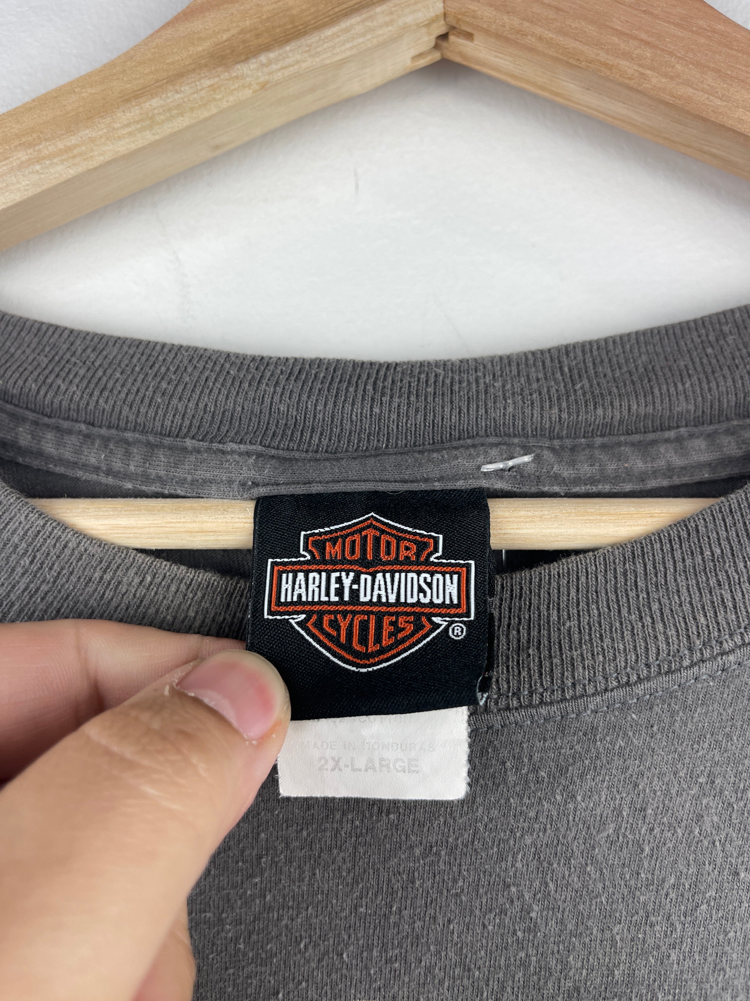 Vintage Harley Davidson Gas Station New York Grey Long Sleeve