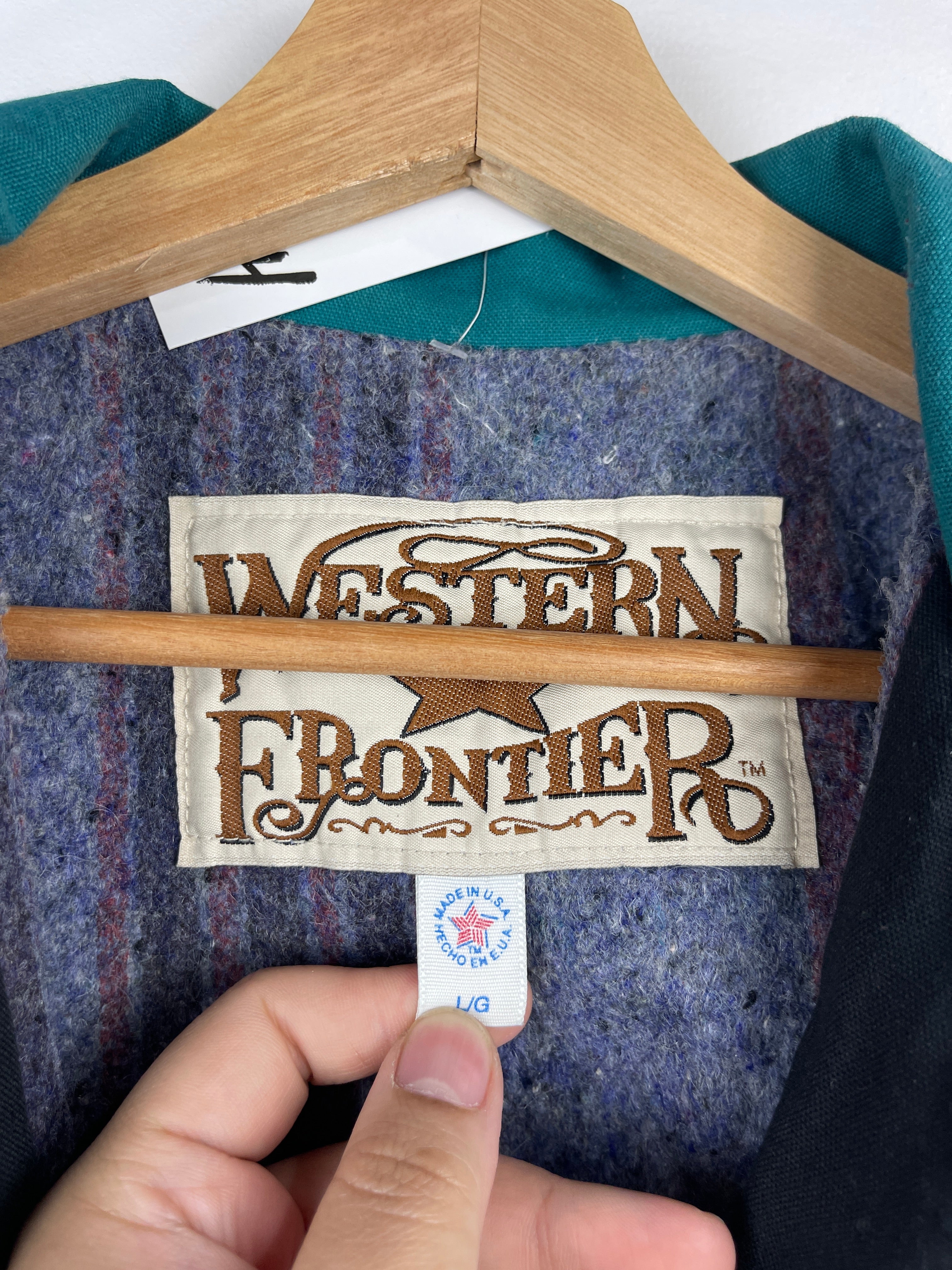 Vintage 90s Western Frontier Aztec Black Blanket Lined Bomber Jacket