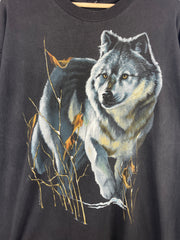 Vintage 90s Wolf Wilderness Faded Black Tee
