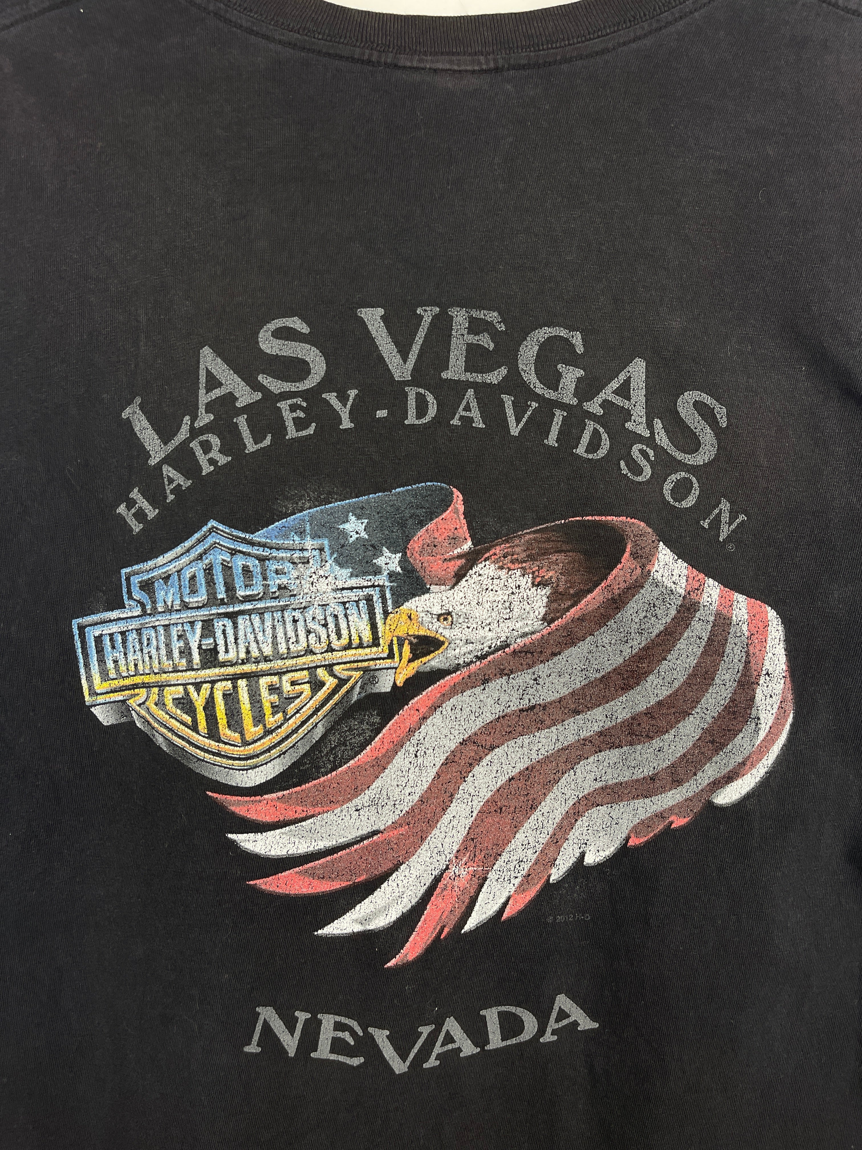 Vintage Harley Davidson Pin Up Girl Las Vegas Black Tee