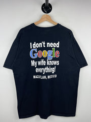 Vintage Google I Don't Need Google My Wife Knows Everything Comedy Black Tee