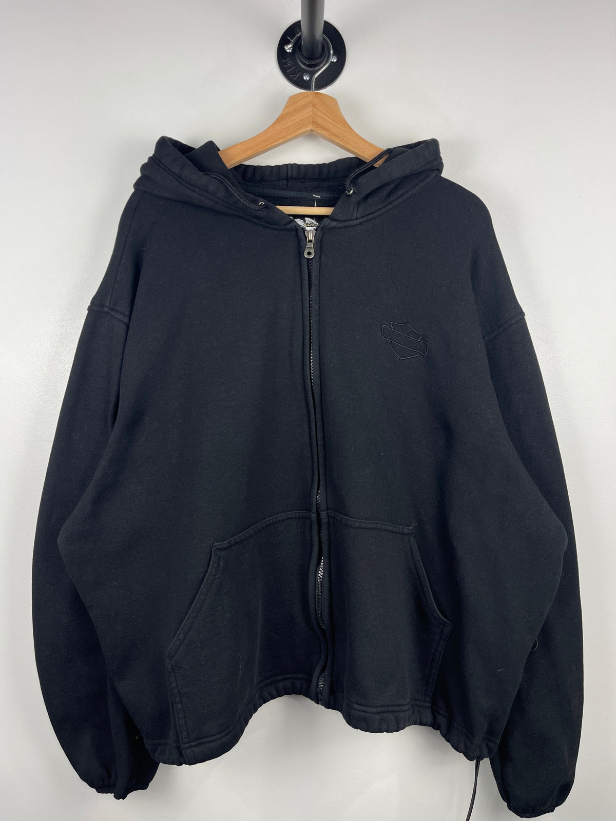 Vintage Harley Davidson Embroidered Black Zip Up Hoodie