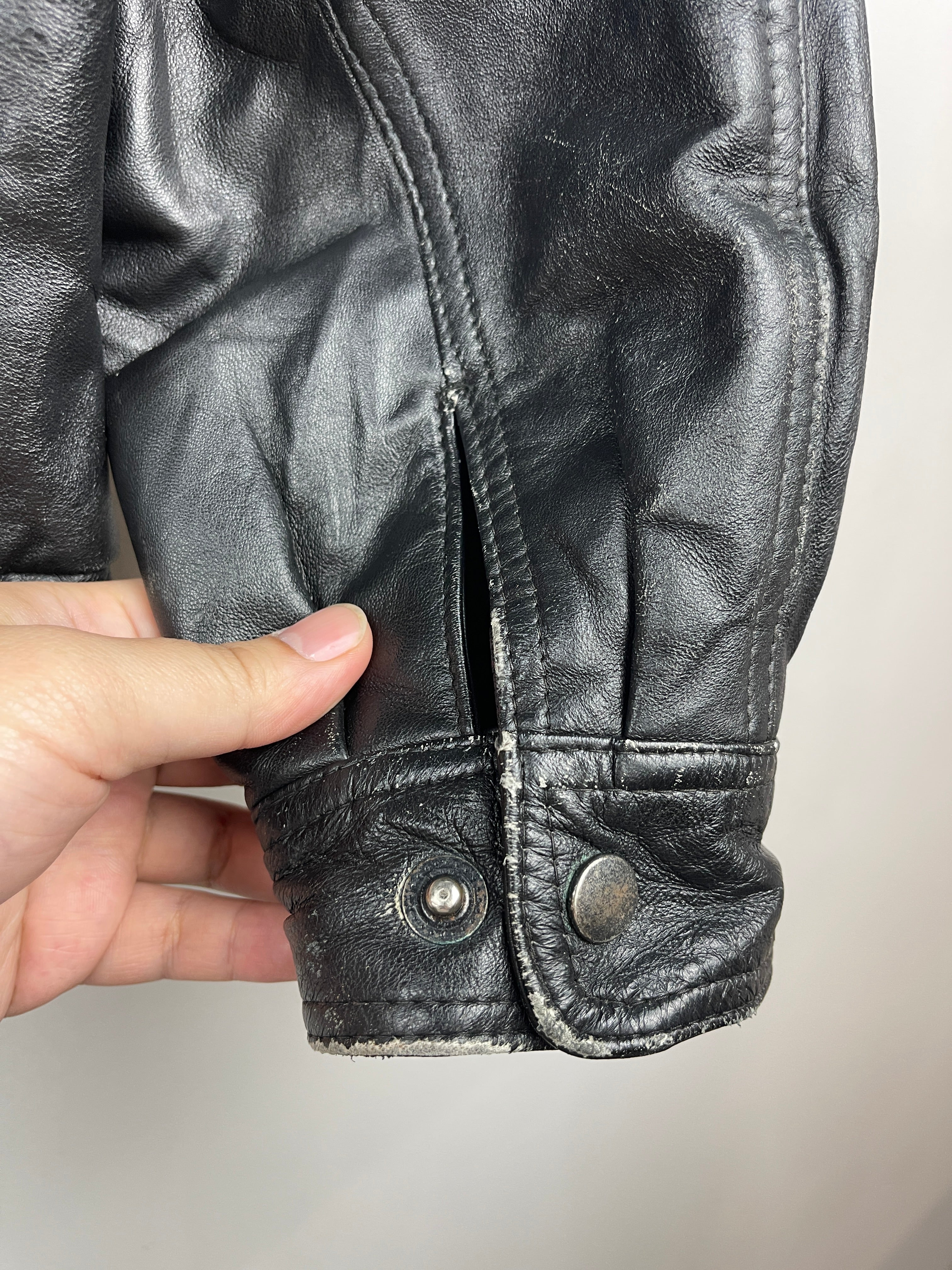 Vintage 90s Watershed Black Leather Bomber Jacket