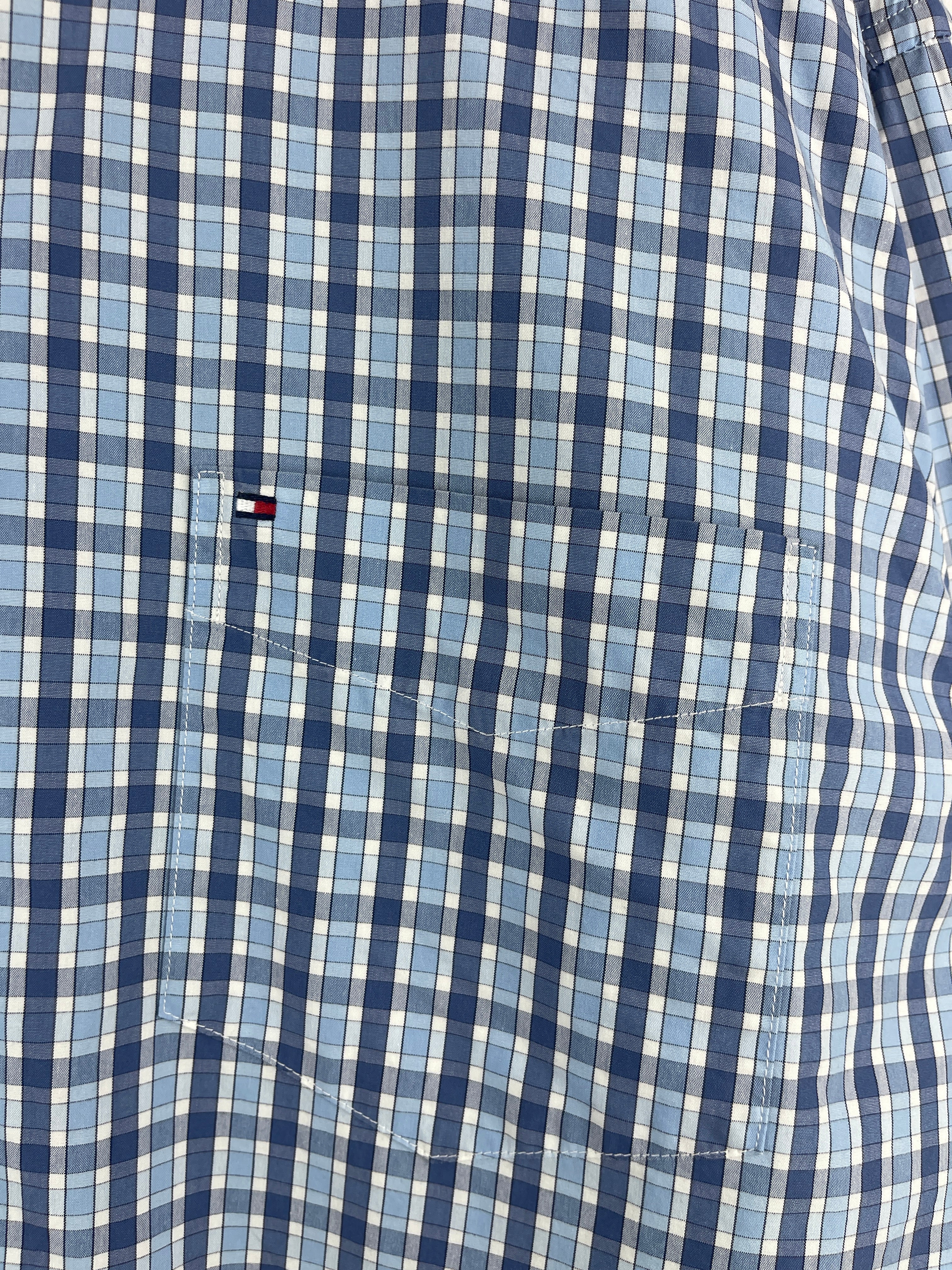 Vintage 90s Tommy Hilfiger Plaid Blue Long Sleeve Button Up Shirt