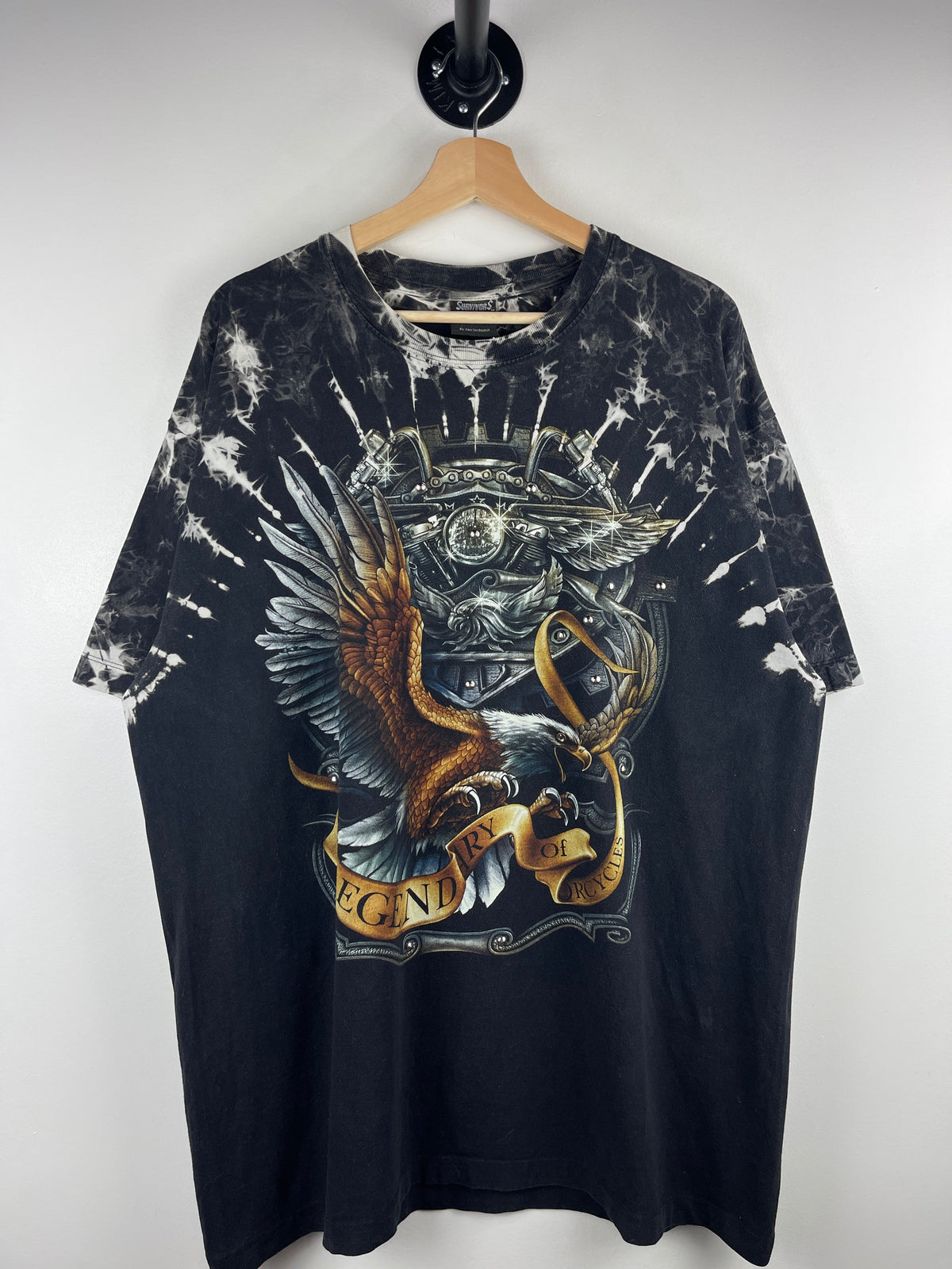 Vintage Legendary Of Motorcycles Eagle Studded Black Tee