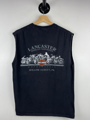 Vintage Harley Davidson Skeleton Ride Hard Pennsylvania Black Cut Off Tank Top
