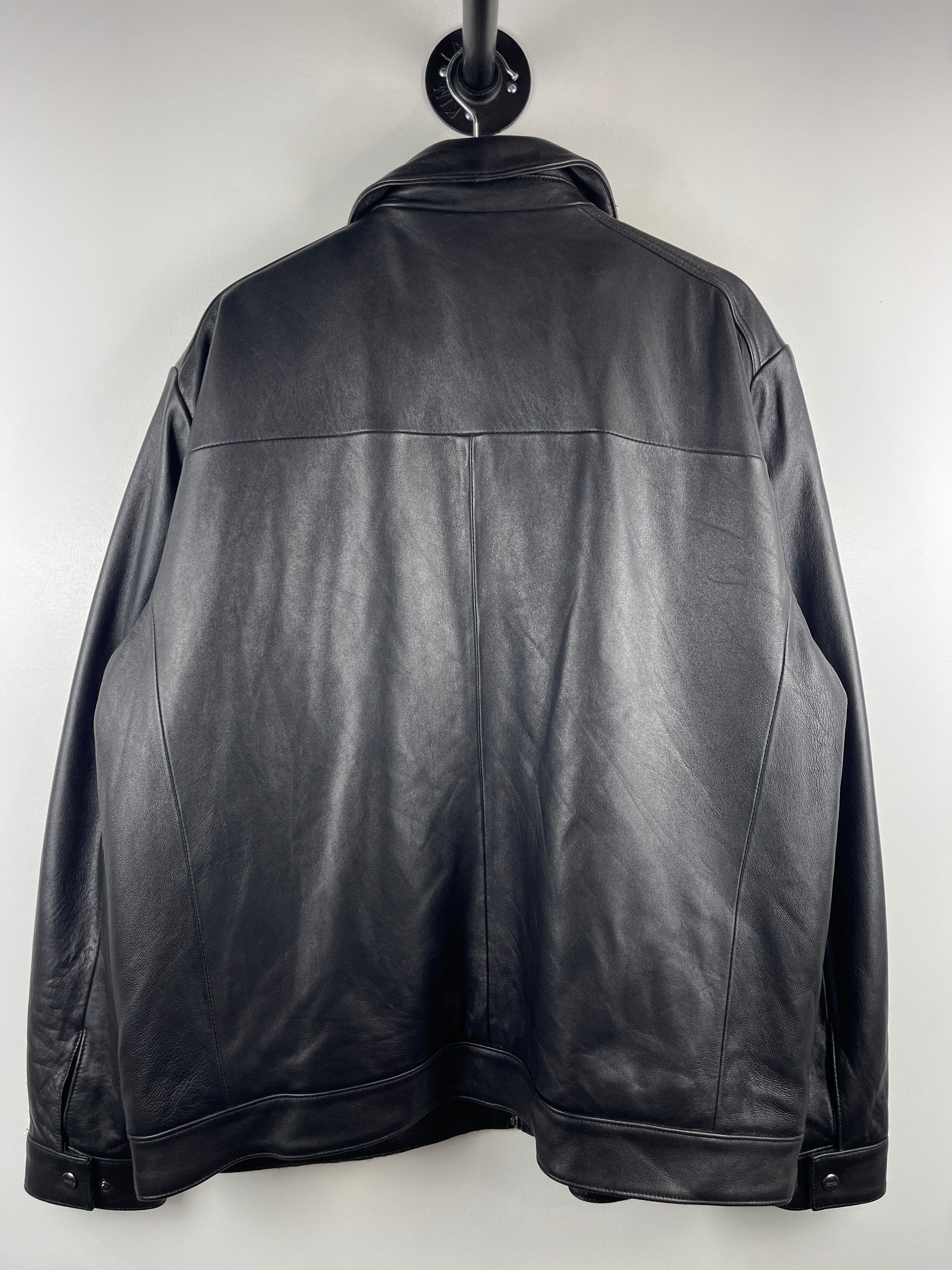 Vintage Emanuel Ungaro Black Leather Straight Cut Jacket