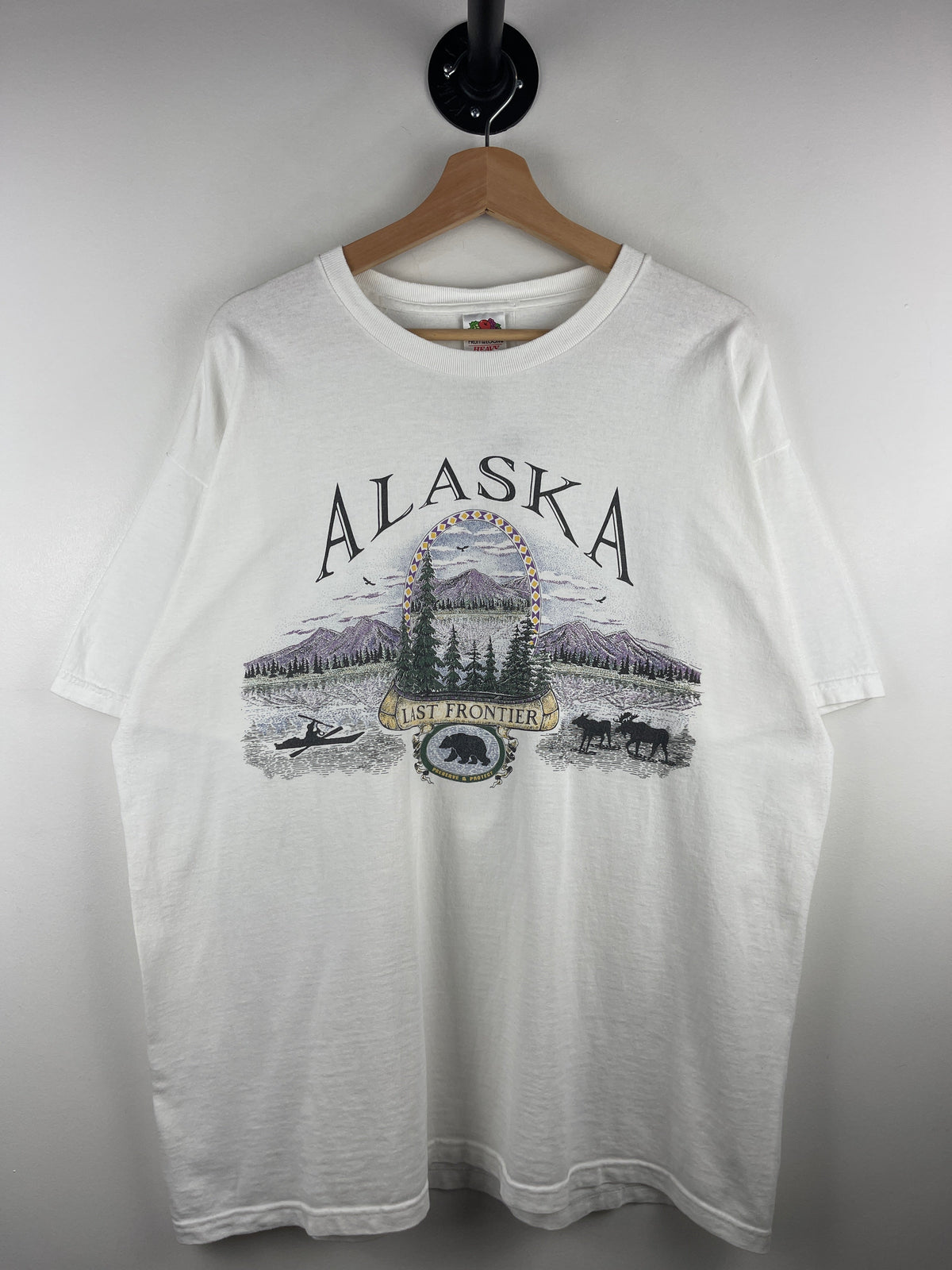 Vintage Alaska Last Frontier Skyline White Tee