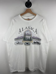 Vintage Alaska Last Frontier Skyline White Tee