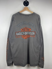 Vintage Harley Davidson Gas Station New York Grey Long Sleeve