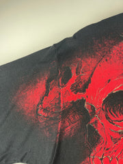 Vintage Harley Davidson Skulls Tribal All Over Black & Red  Print Tee