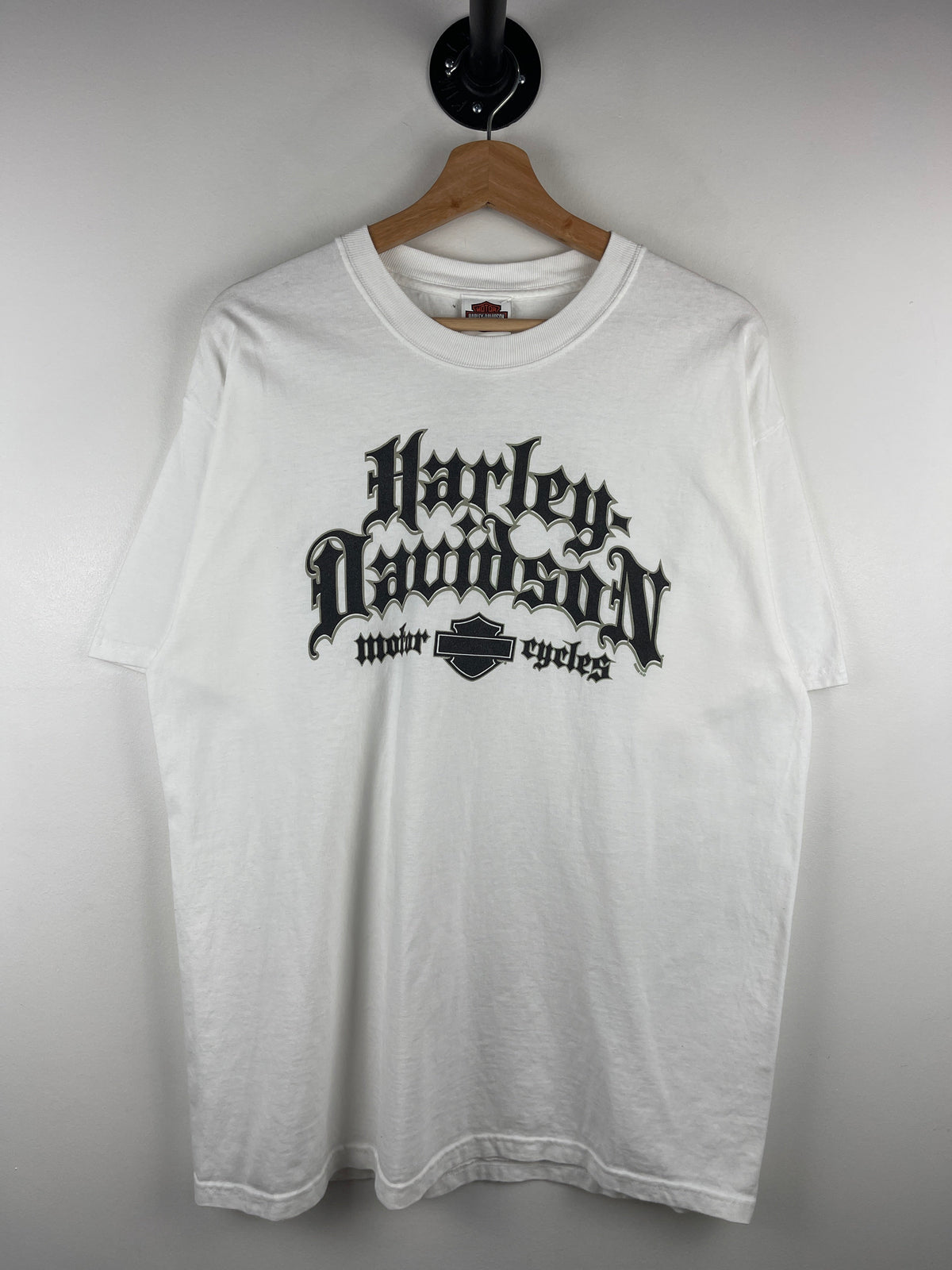 Vintage Harley Davidson Gothic Spellout White Tee