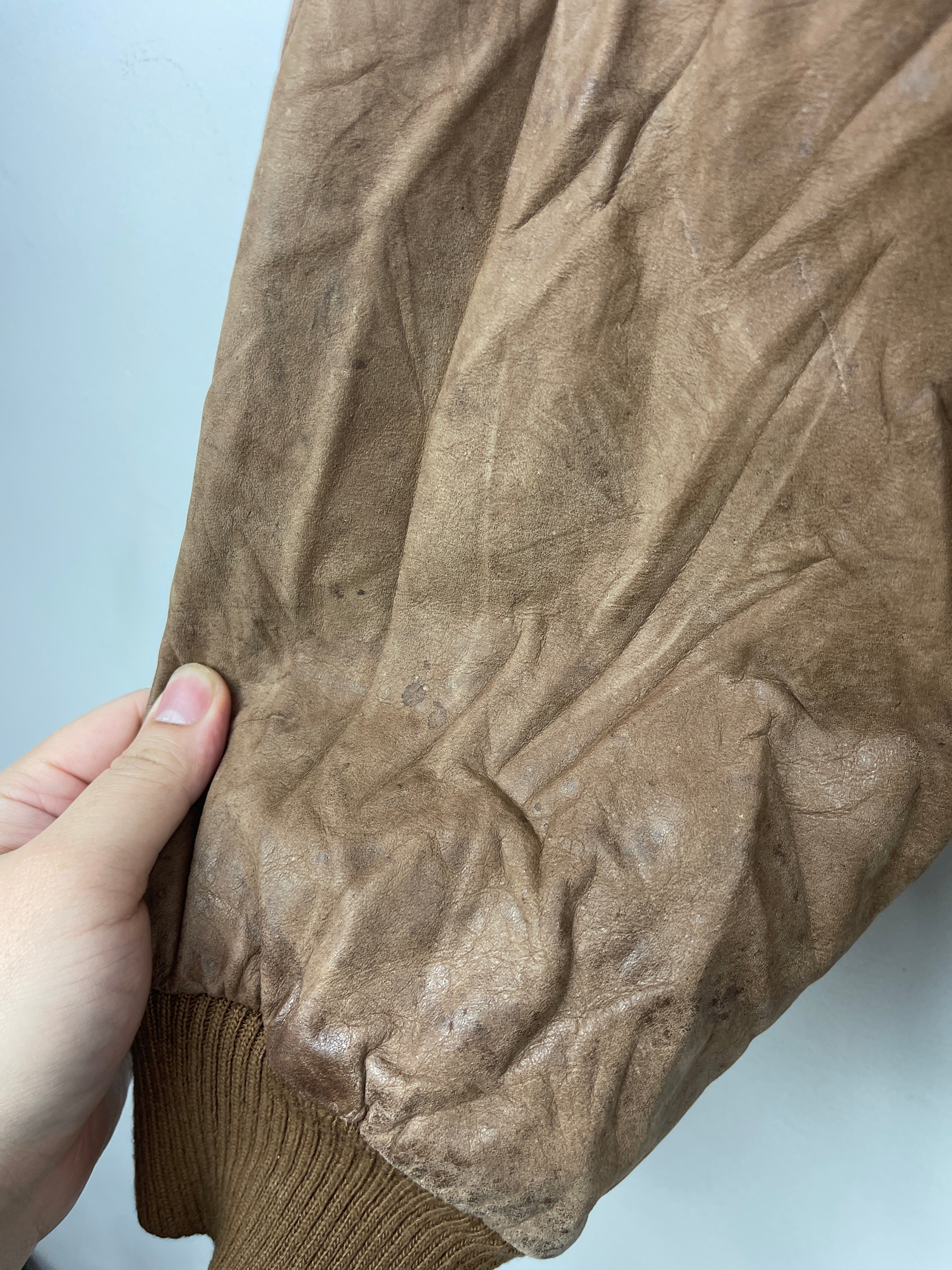 Vintage 90s Weekends Brown Leather Bomber Jacket