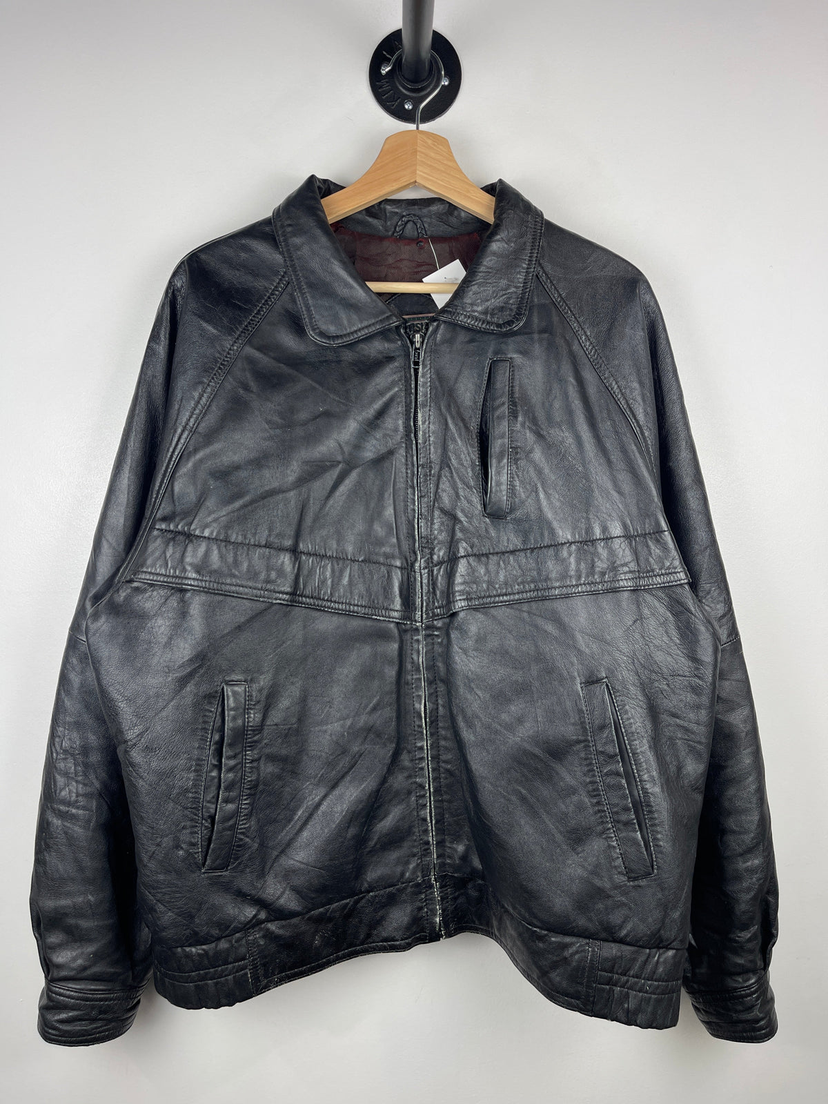Vintage 90s Watershed Black Leather Bomber Jacket