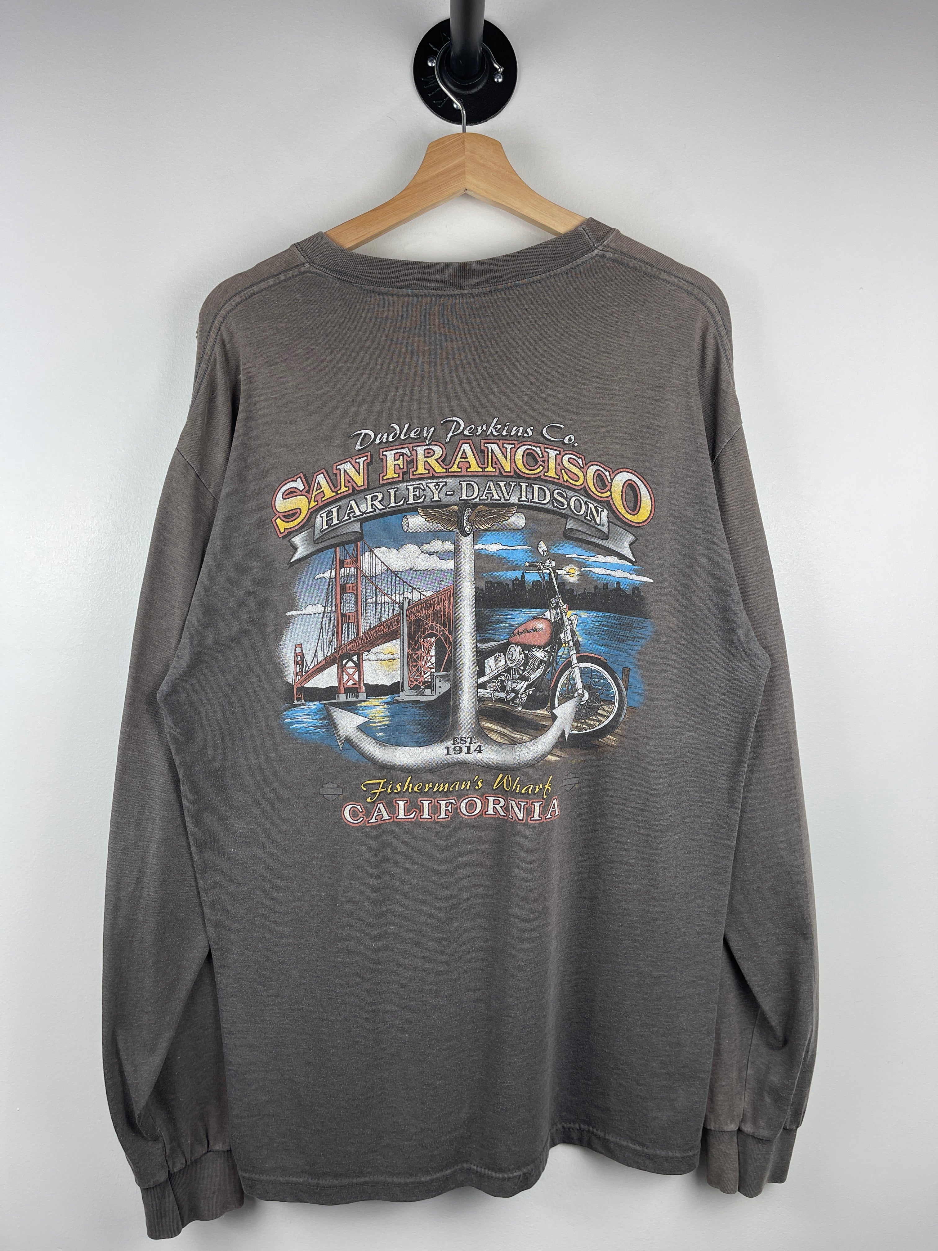 Vintage Harley Davidson Dragon Tribal California Dark Grey Long Sleeve