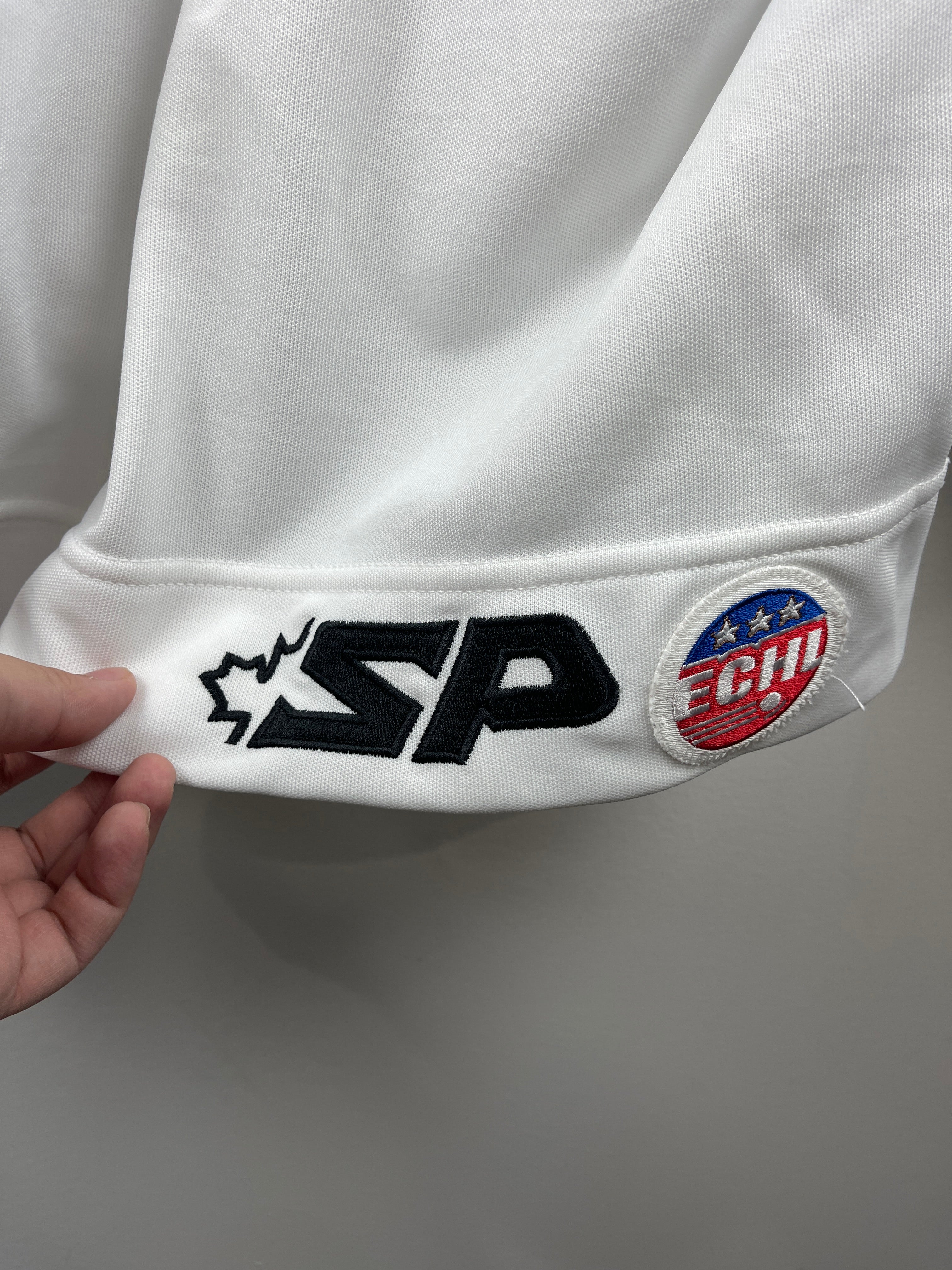 Vintage ECHL SP Wheeling Nailers White Pro Hockey Jersey
