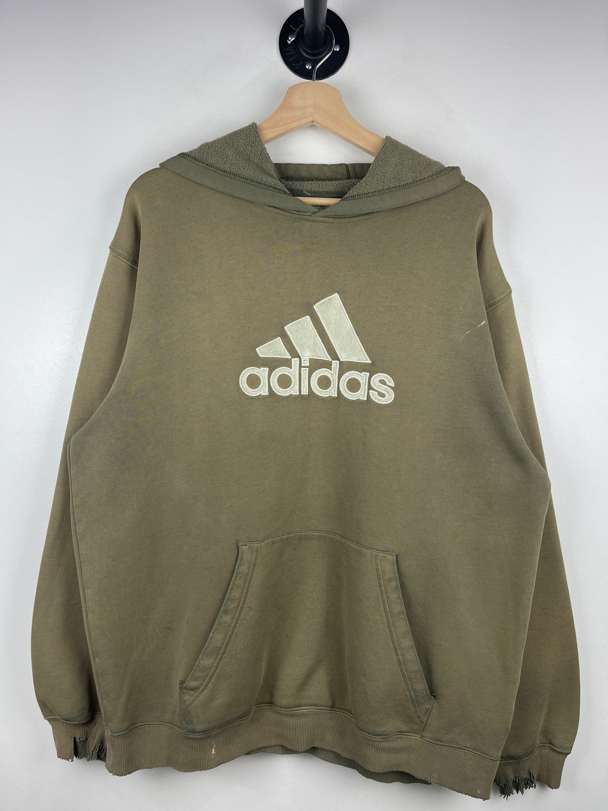 Vintage Adidas Embroidered Thrashed Green Hoodie