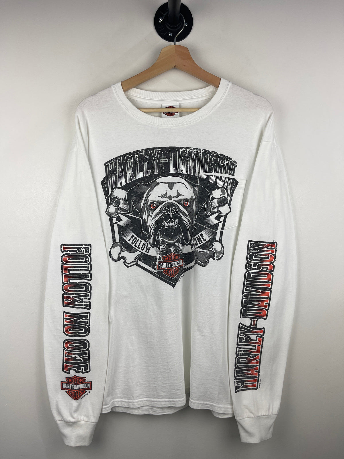Vintage Harley Davidson Bulldog Dubois Pennsylvania White Long Sleeve
