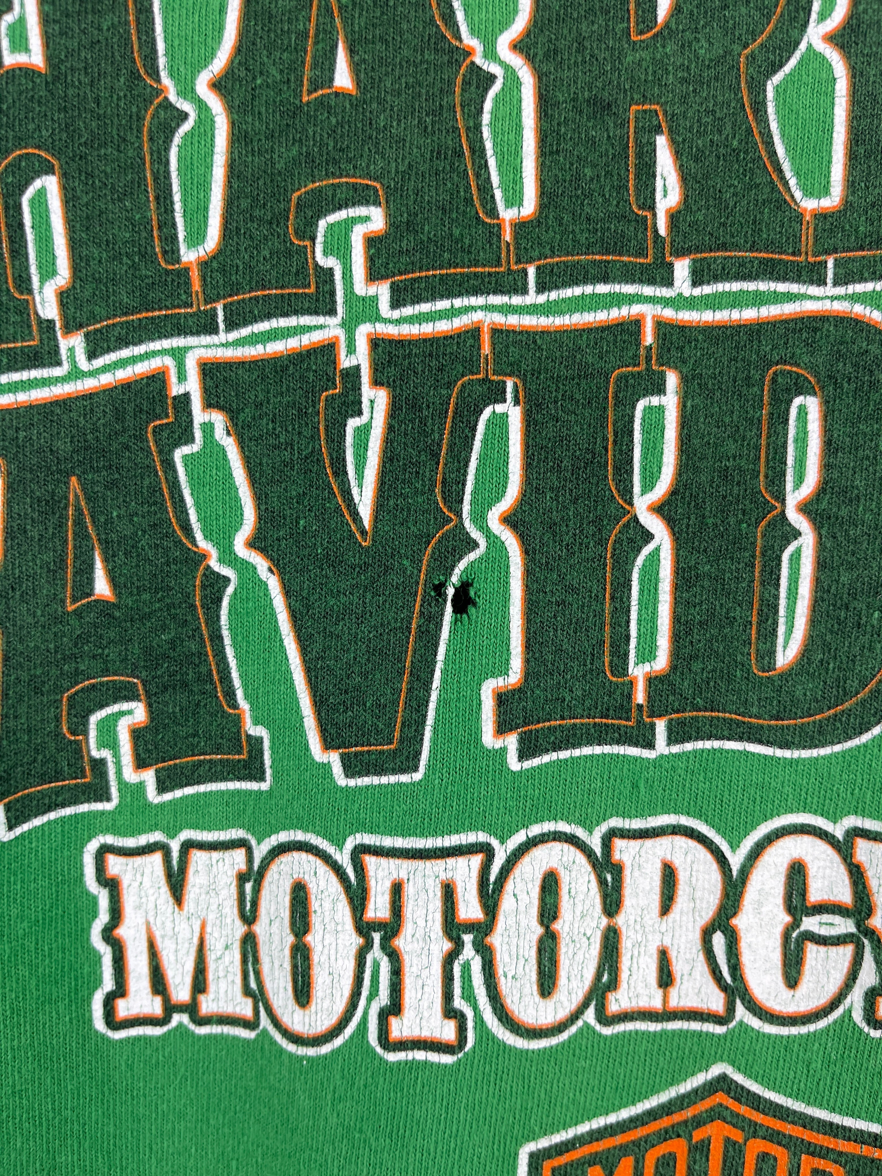 Vintage Harley Davidson Skull Illinois Green Tee