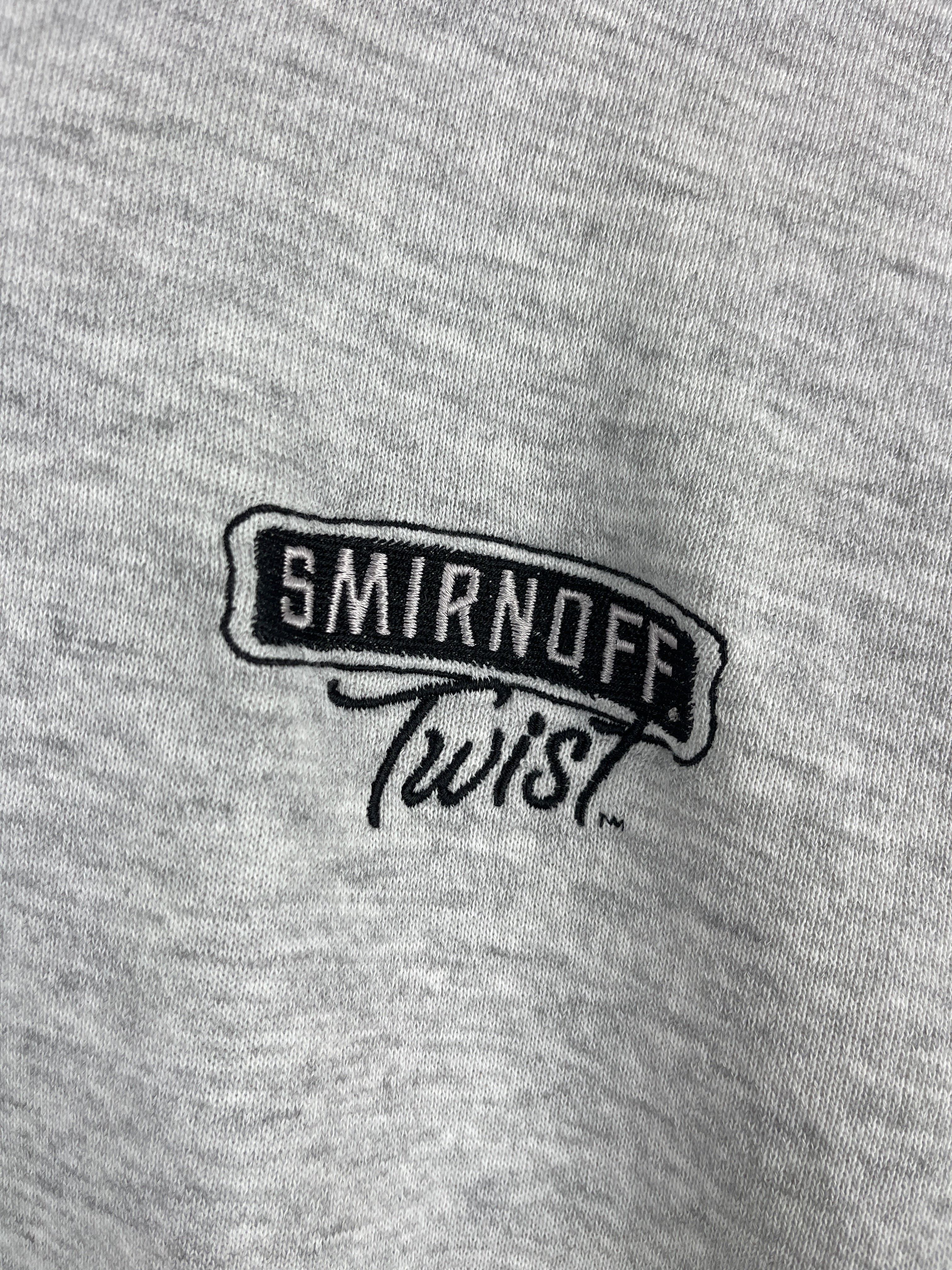 Vintage 90s Smirnoff Twist Embroidered Grey Quarter Zip Hoodie
