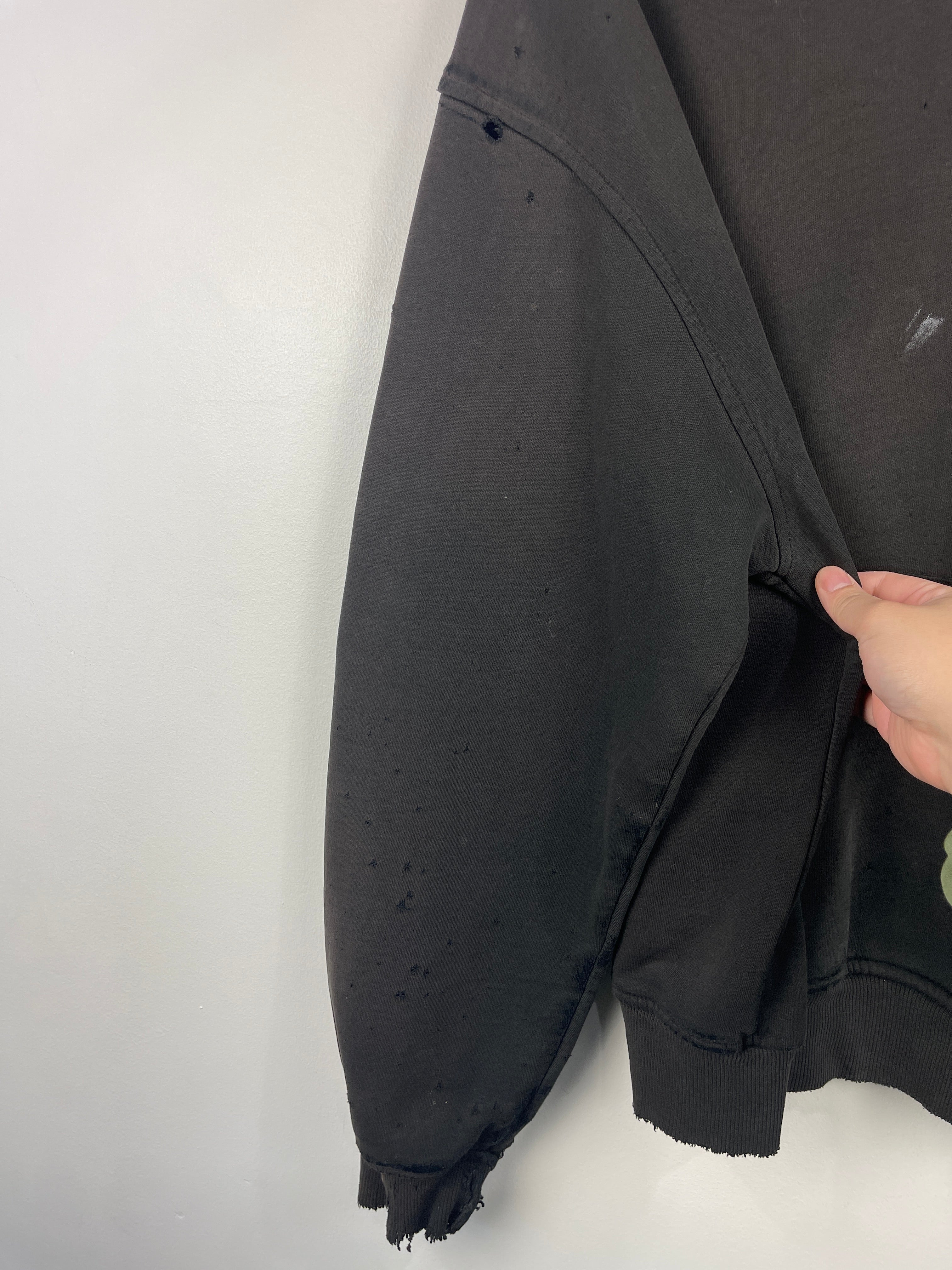 Vintage Champion Thrashed Faded Blank Black Hoodie