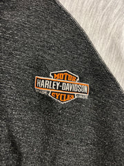 Vintage Harley Davidson Wisconsin Embroidered Grey & Black Zip Up Hoodie