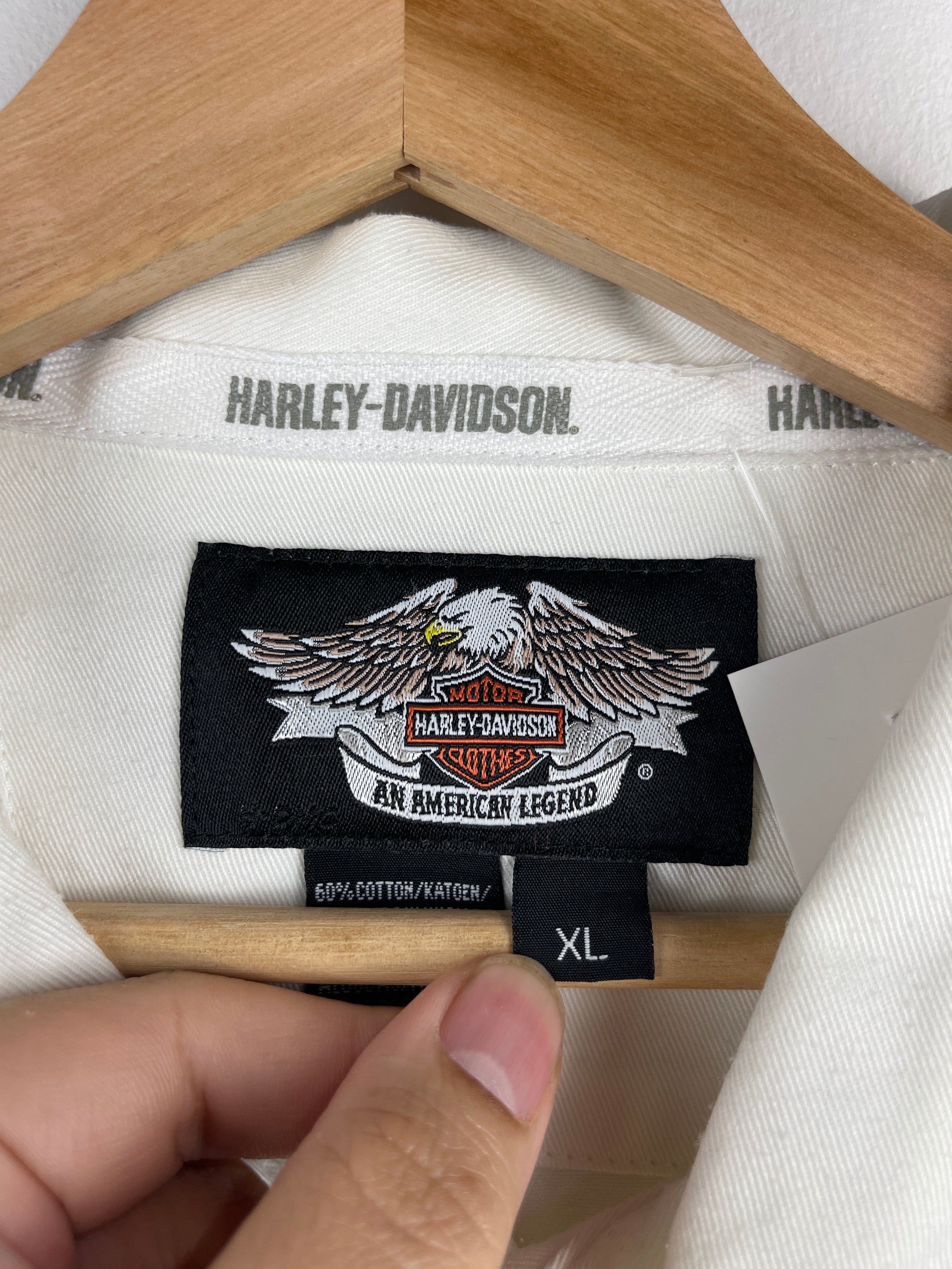 Vintage Harley Davidson White Short Sleeve Button Up Shirt