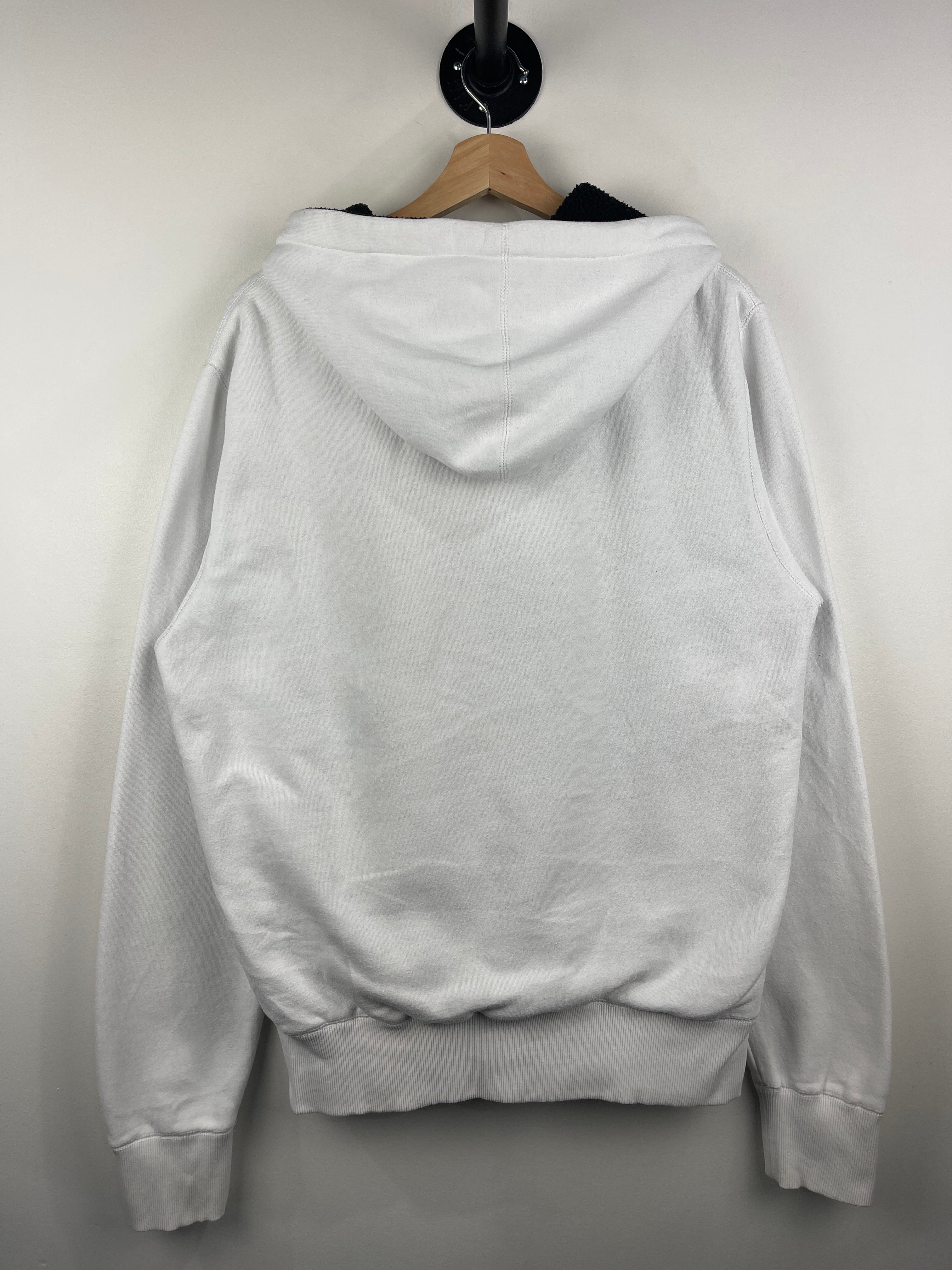 Vintage Fox Racing Embroidered Sherpa Lined White Zip Up Hoodie