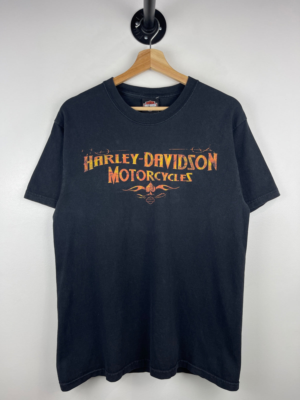 Vintage Harley Davidson Flames London England Black Tee