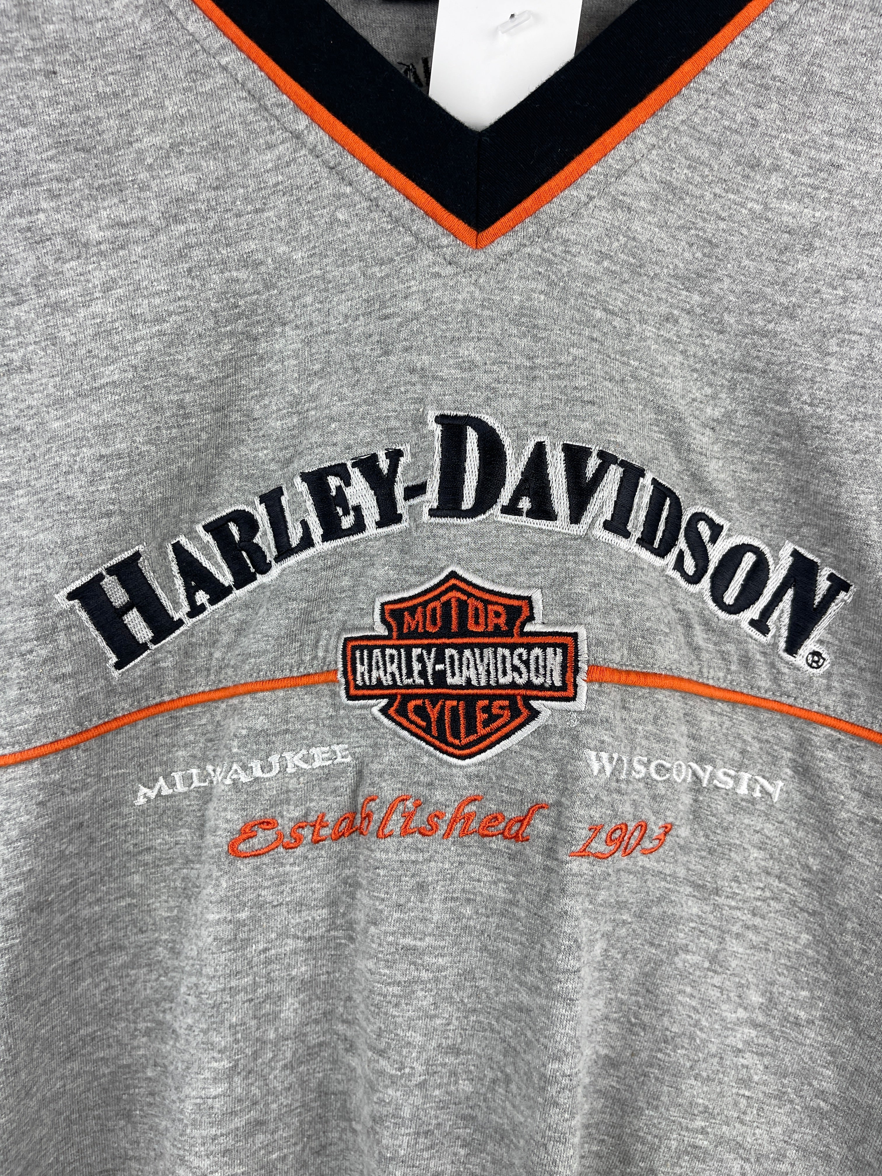 Vintage Harley Davidson Burlington Iowa Embroidered Grey Tee