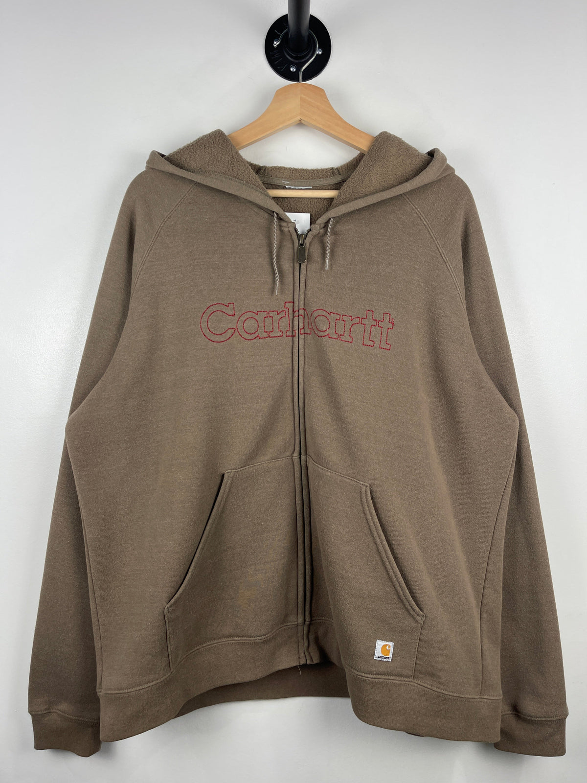 Vintage Carhartt Spellout Brown Zip Up Hoodie