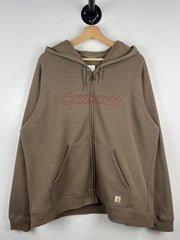 Vintage Carhartt Spellout Brown Zip Up Hoodie
